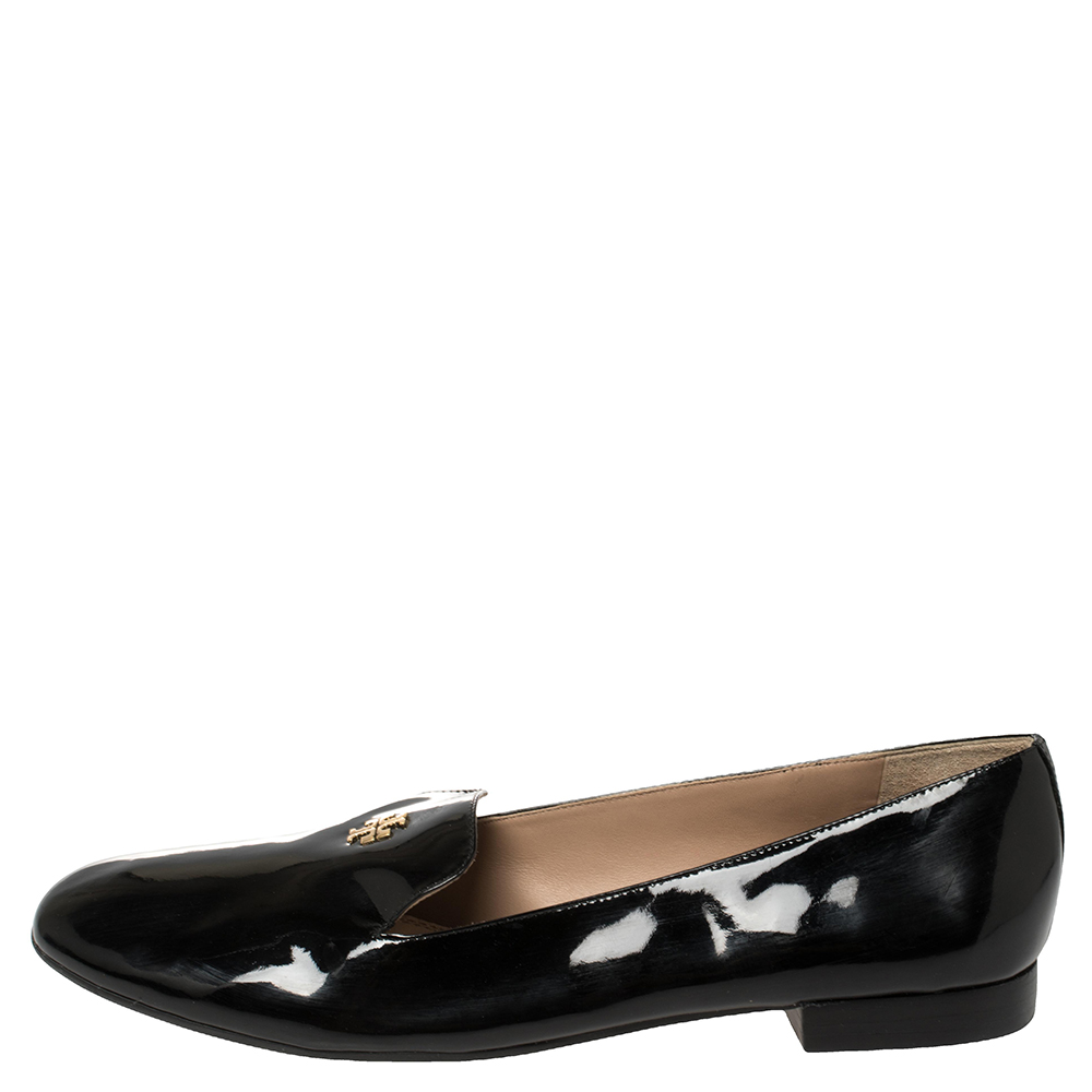 

Tory Burch Black Patent Leather Smoking Slippers Size