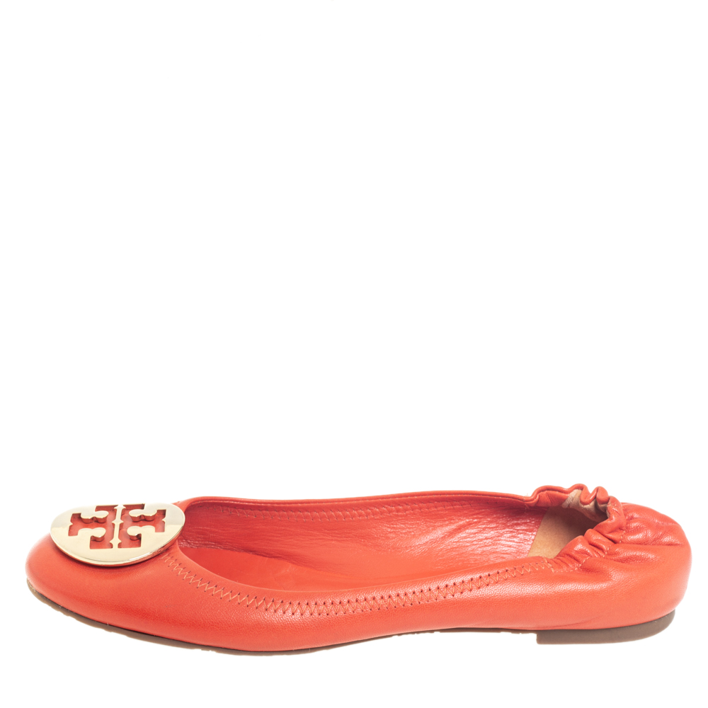

Tory Burch Orange Leather Minnie Ballet Flats Size