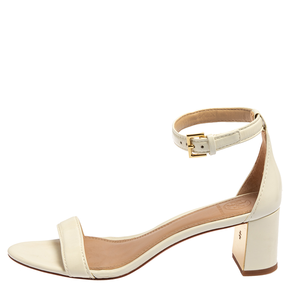 

Tory Burch Off White Leather Ankle Strap Sandals Size
