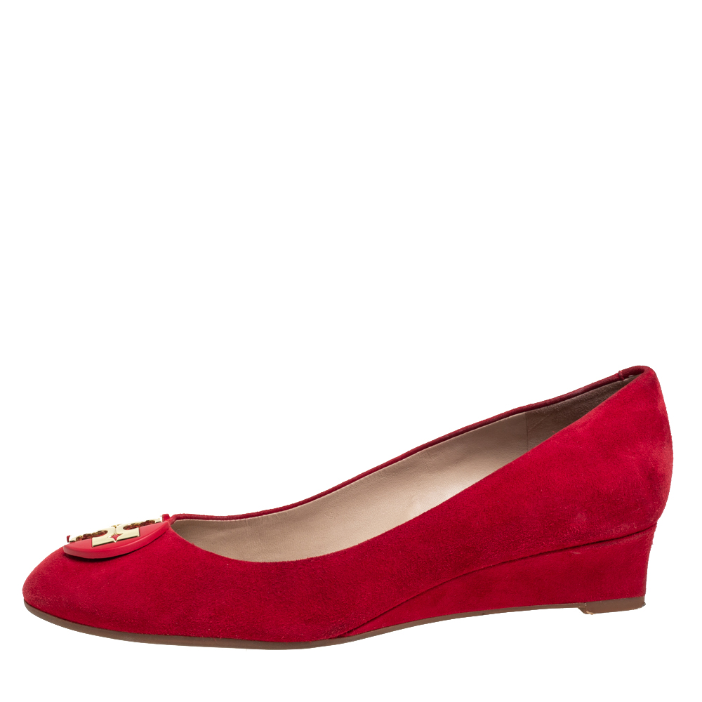 

Tory Burch Red Suede Wedge Pumps Size