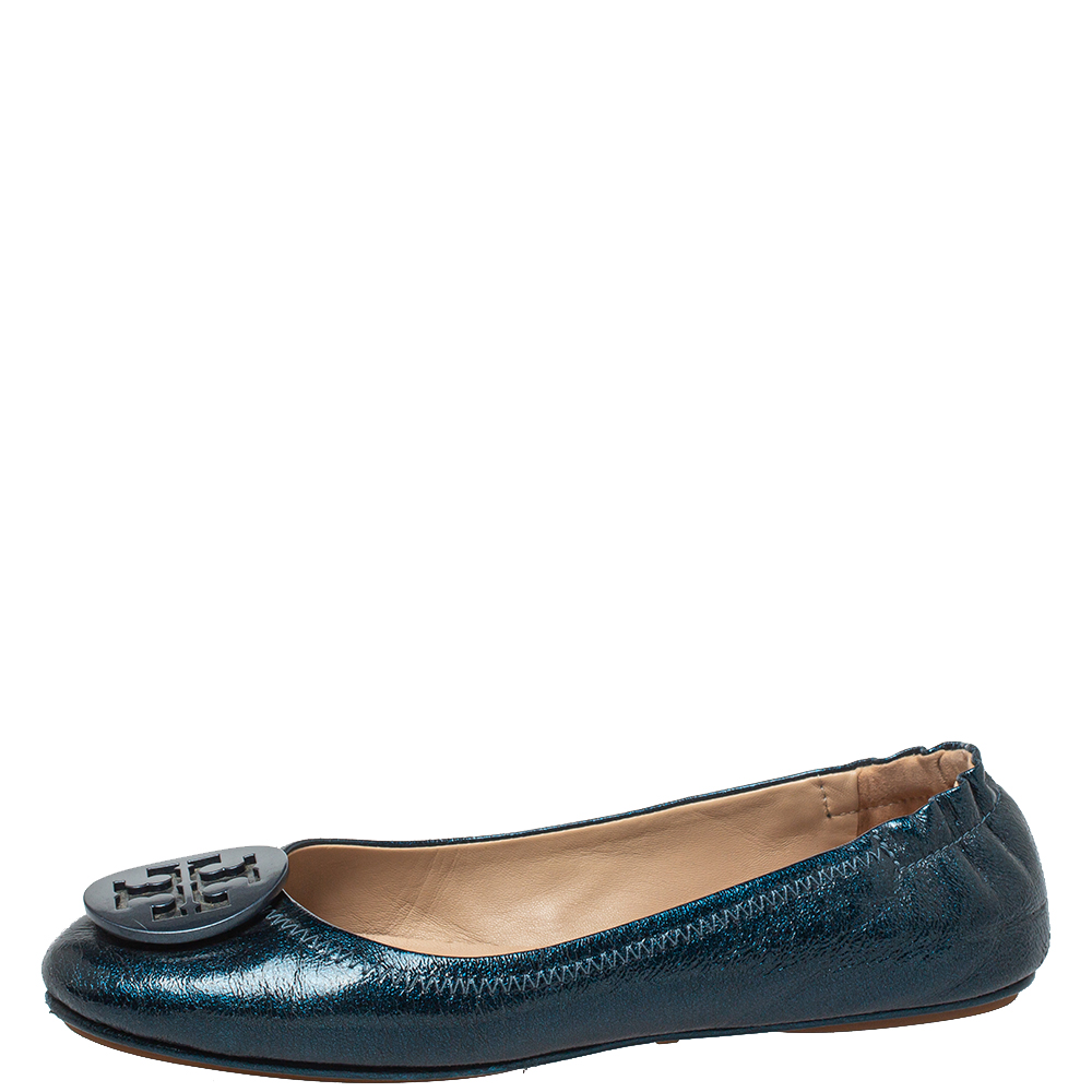 

Tory Burch Blue Leather Minnie Ballet Flats Size