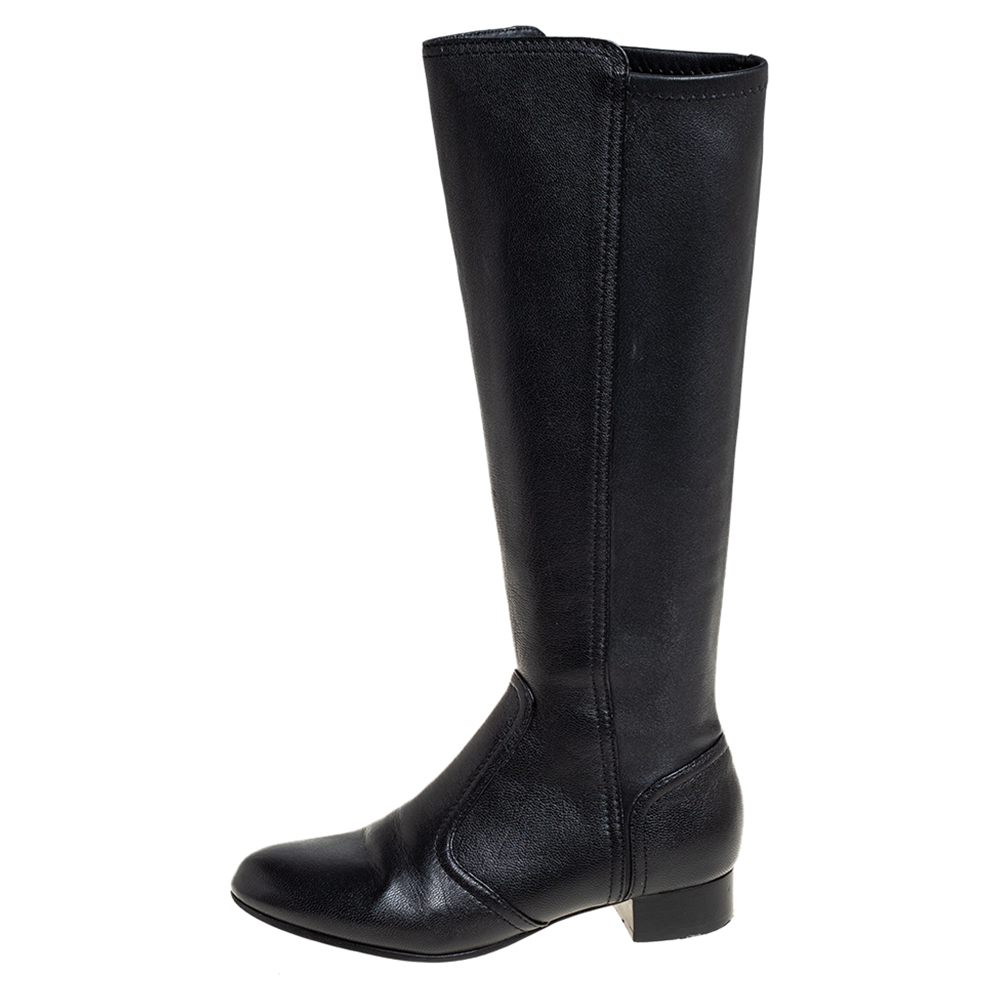 

Tory Burch Black Leather Mid Calf Boots Size