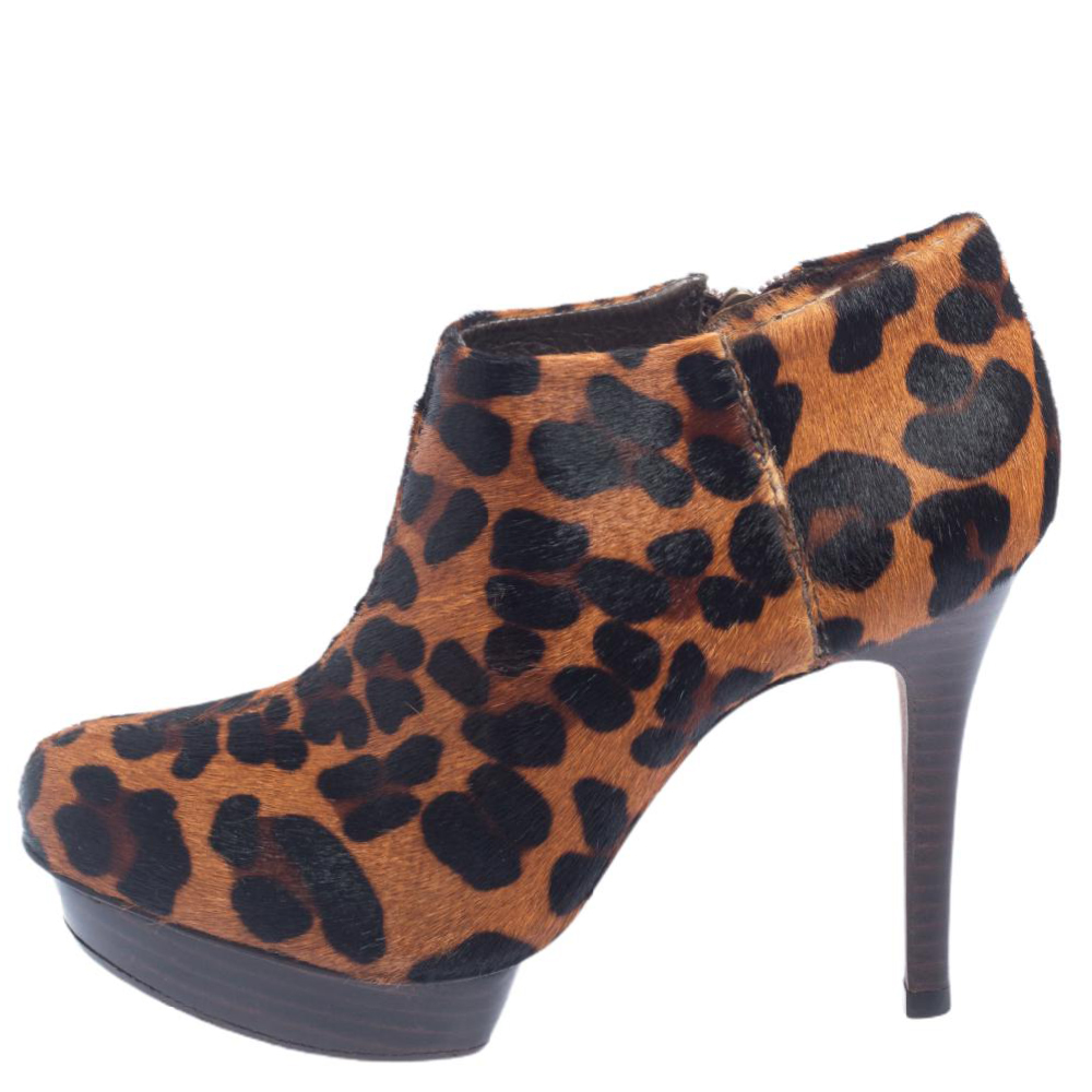 

Tory Burch Brown Leopard Print Calf Hair Ankle Boots Size