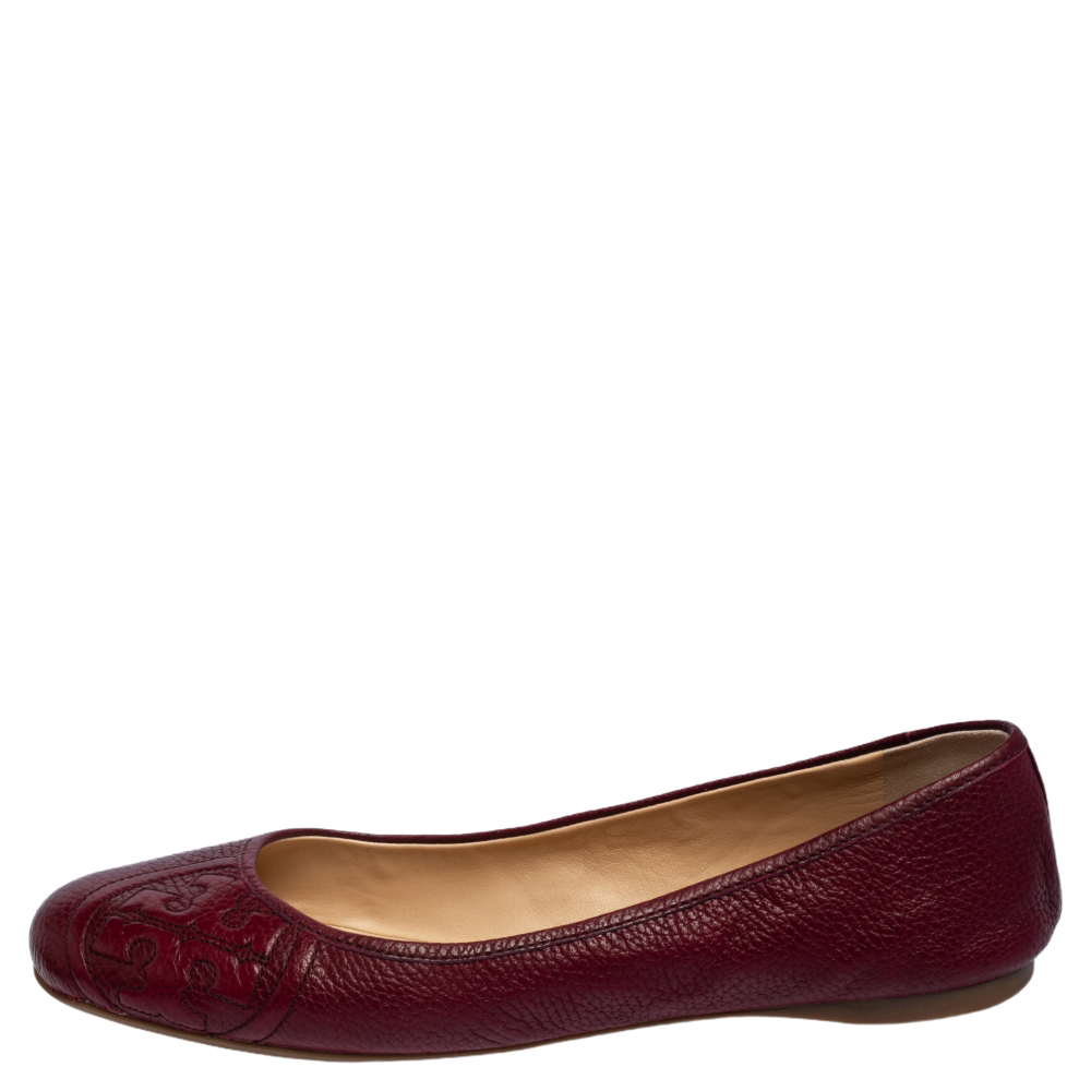 

Tory Burch Burgundy Leather Ballet Flats Size