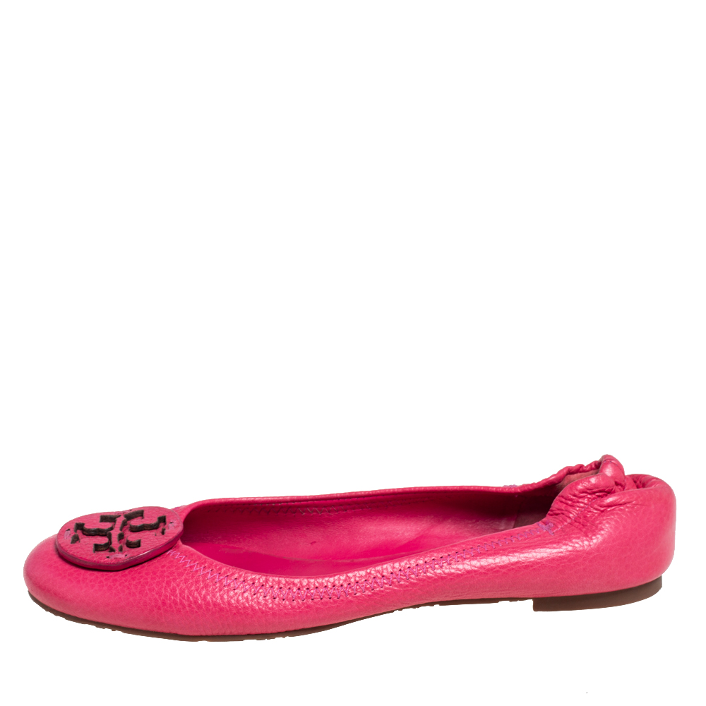 

Tory Burch Pink Leather Reva Ballet Flats Size