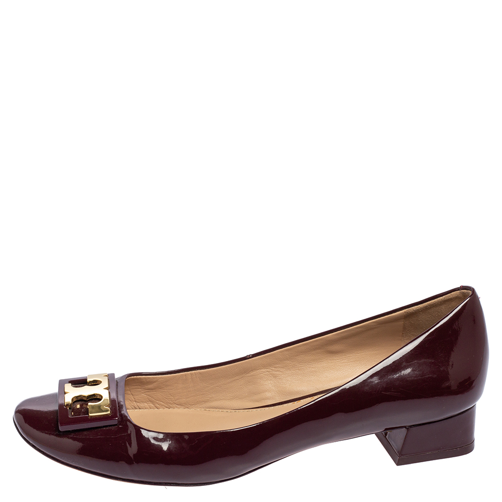 

Tory Burch Brown Patent Leather Block Heel Pumps Size