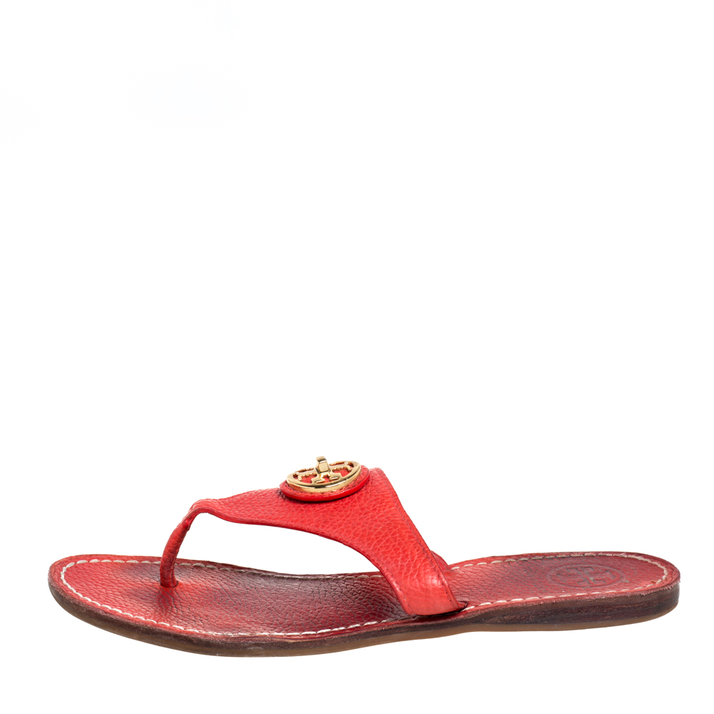 

Tory Burch Red Leather Jolie Thon Flats Size