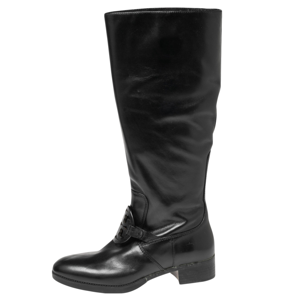 

Tory Burch Black Leather Knee High Boots Size