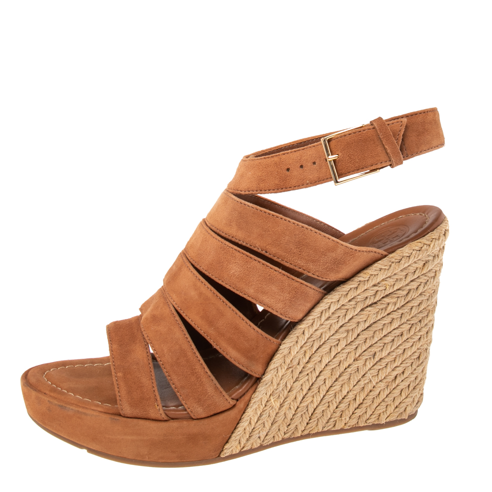 

Tory Burch Brown Suede Cutout Accent Espadrilles Size