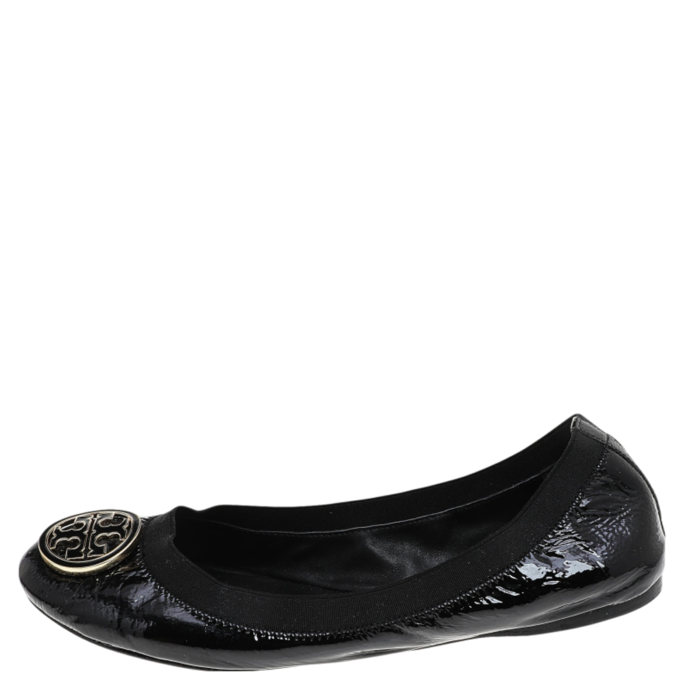 

Tory Burch Black Patent Leather Caroline Ballet Flats Size