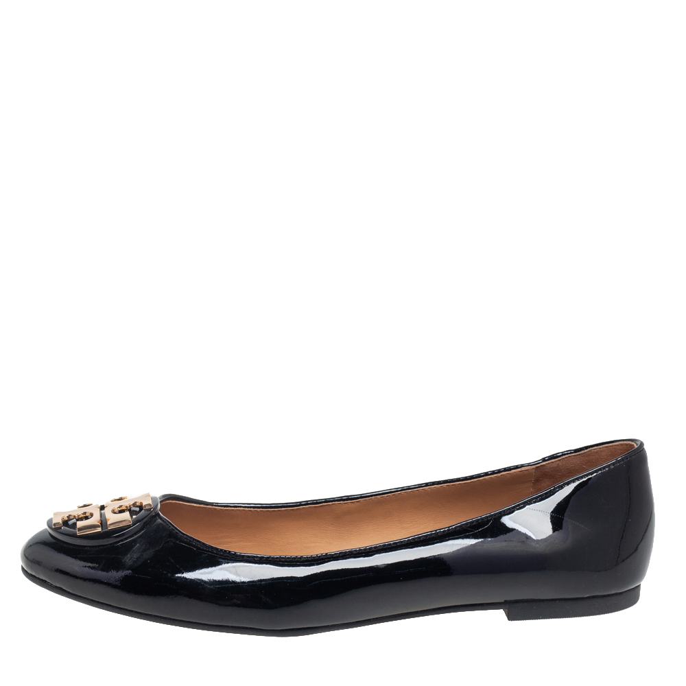

Tory Burch Black Patent Leather Reva Ballet Flat Size