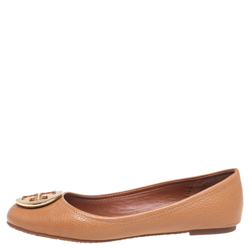 

Tory Burch Tan Leather Reva Ballet Flats Size