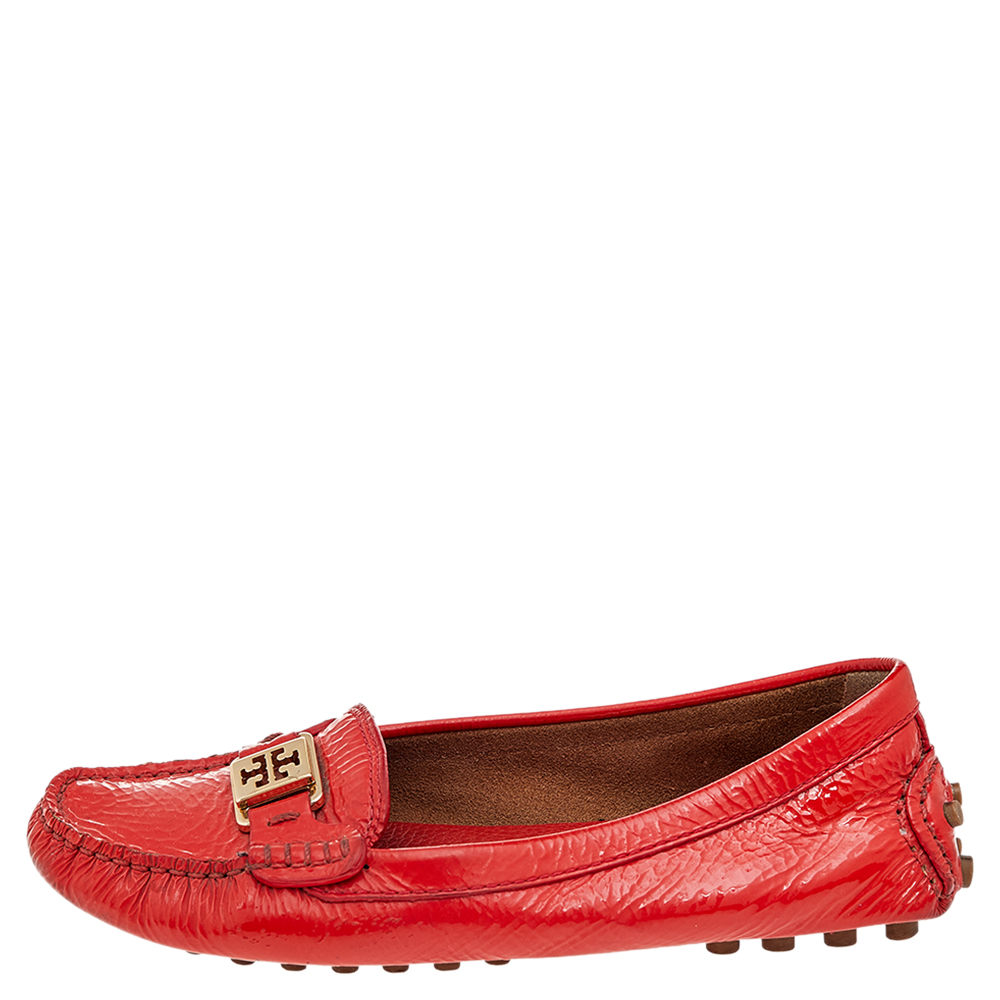 

Tory Burch Red Patent Leather Driving Loafers Size