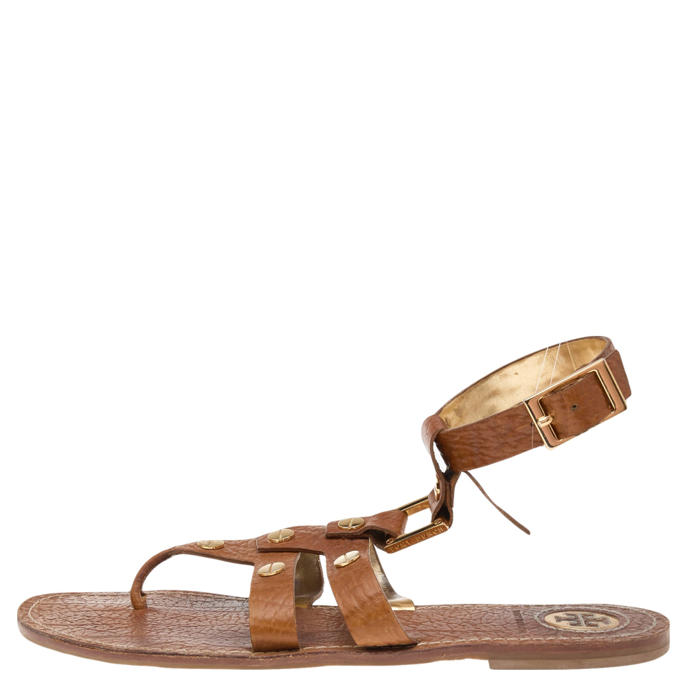 

Tory Burch Brown Leather Thong Flat Sandals Size
