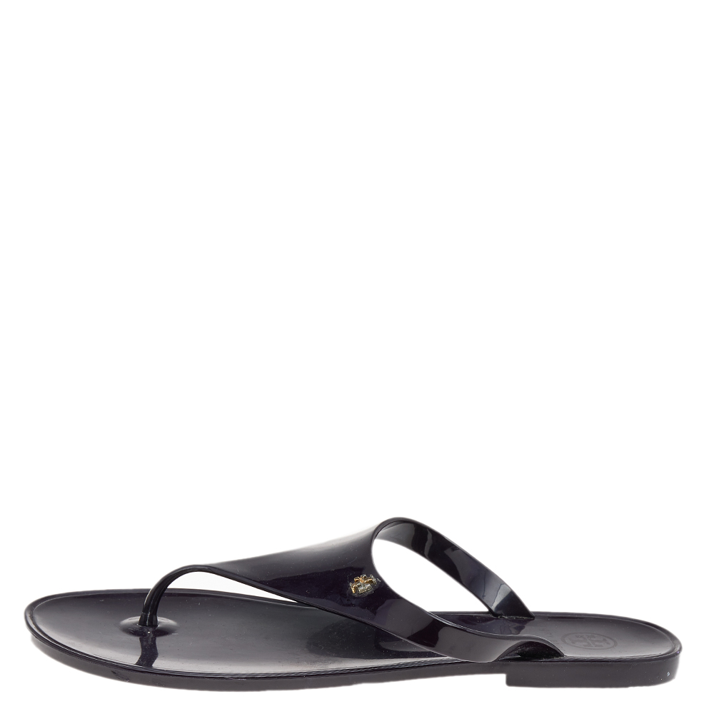 

Tory Burch Plum Rubber Speer Flat Thong Sandals Size, Purple