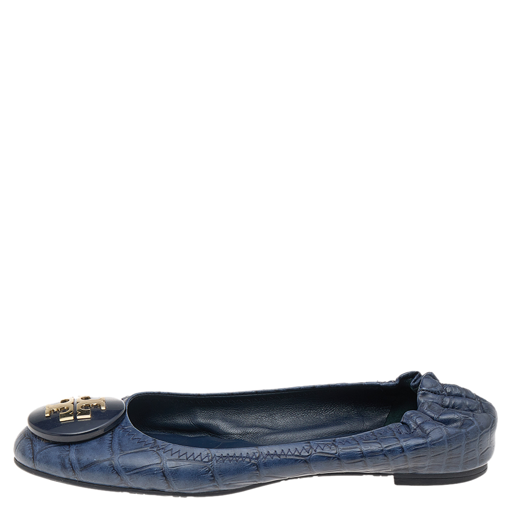 

Tory Burch Blue Leather Ballet Flats Size
