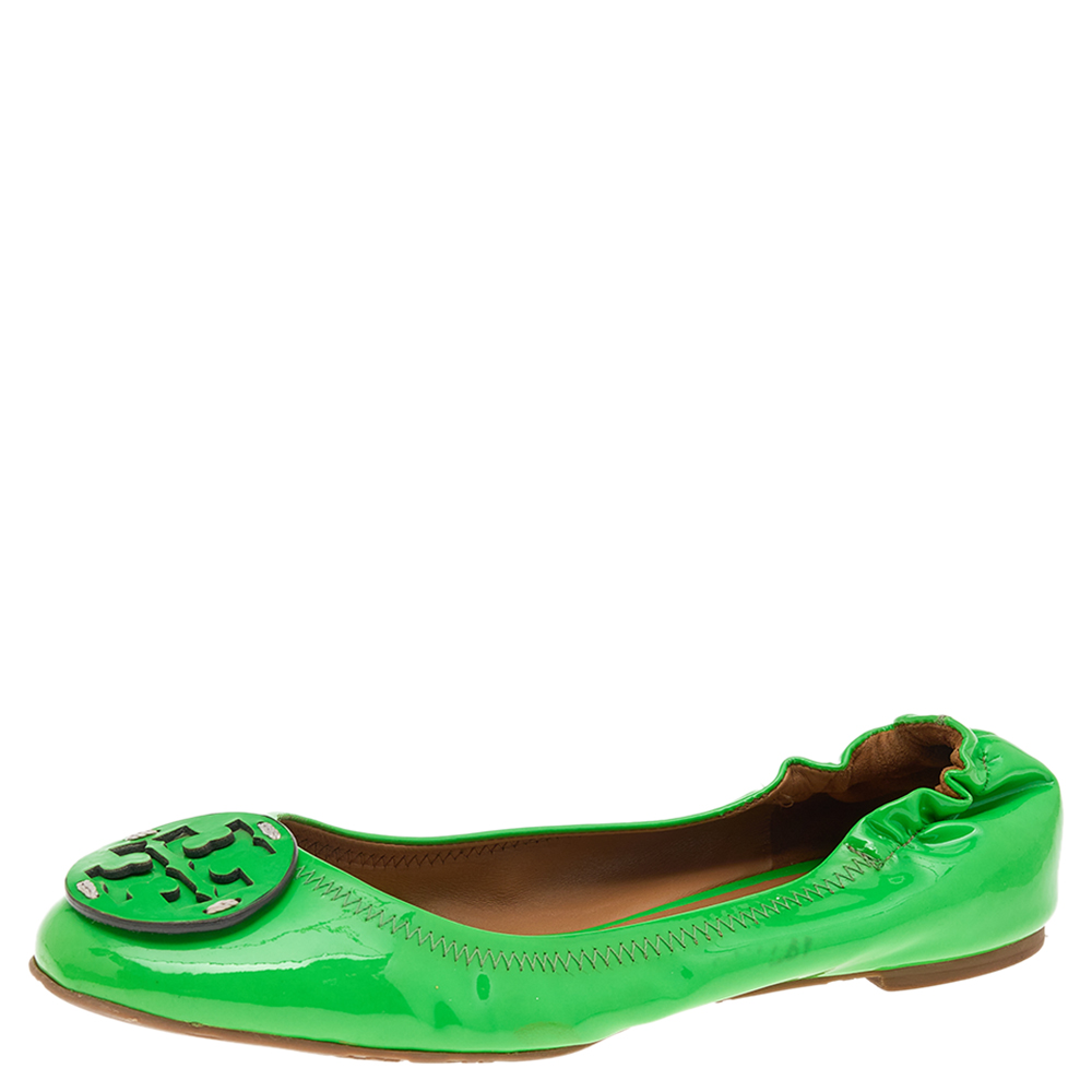 

Tory Burch Green Patent Leather Ballet Flats Size