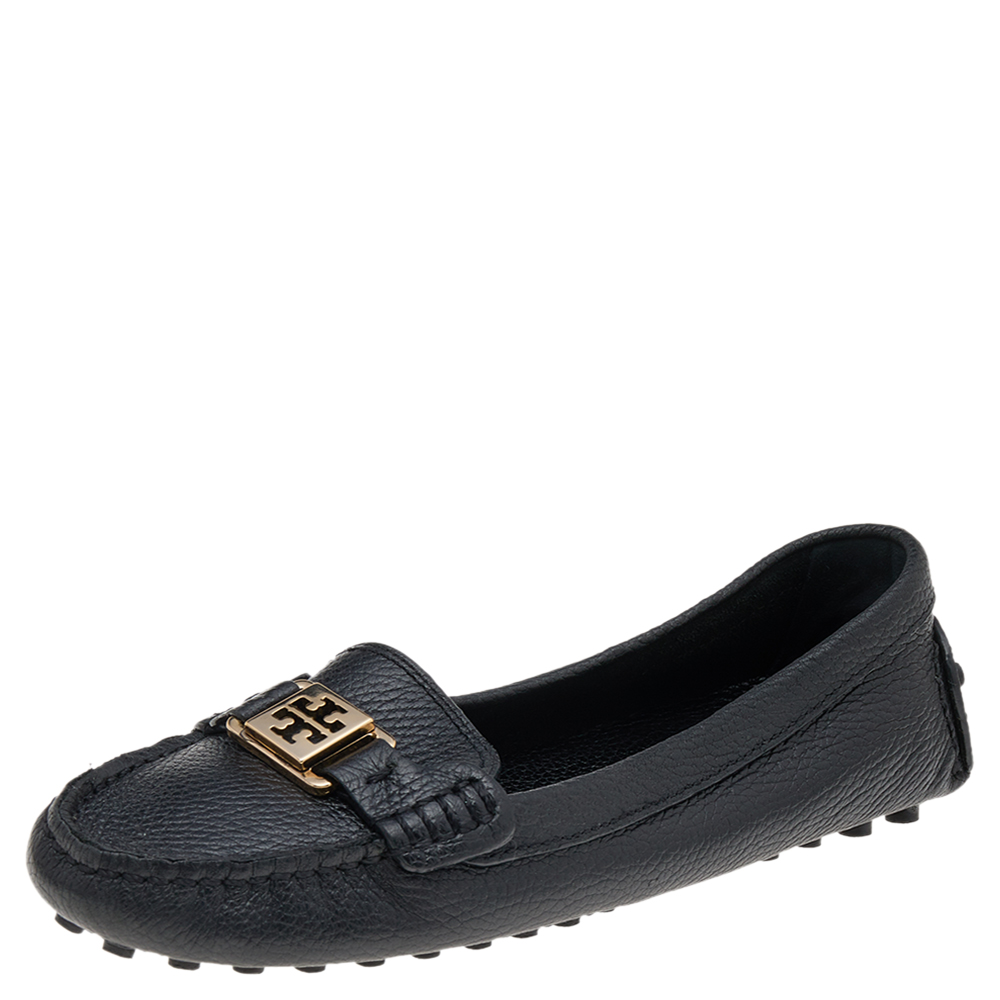 

Tory Burch Black Leather Slip On Loafers Size