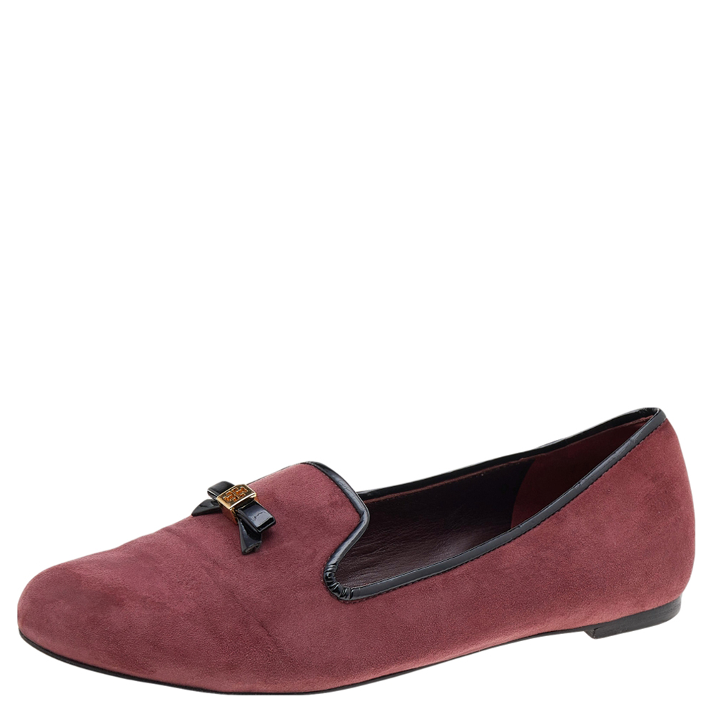 

Tory Burch Burgundy Suede Smoking Slippers Size