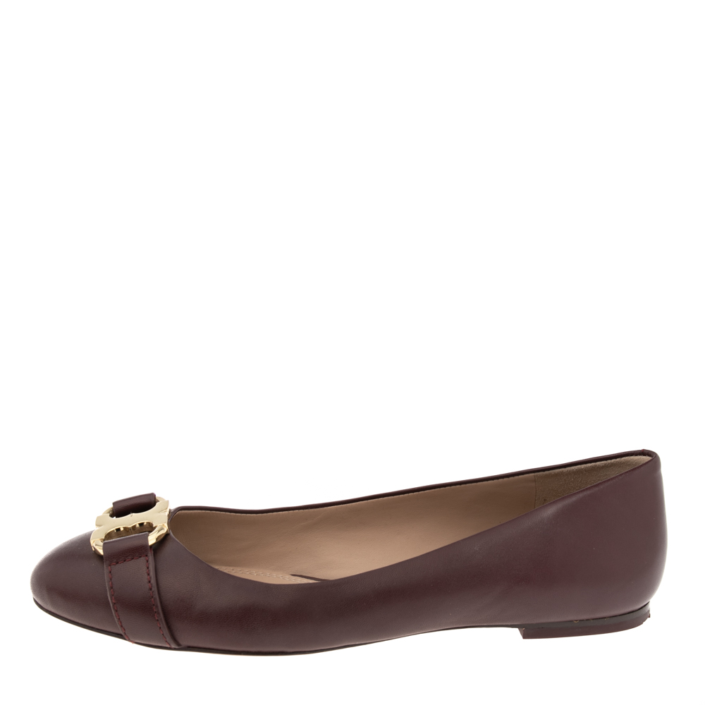 

Tory Burch Burgundy Leather Bow Ballet Flats Size