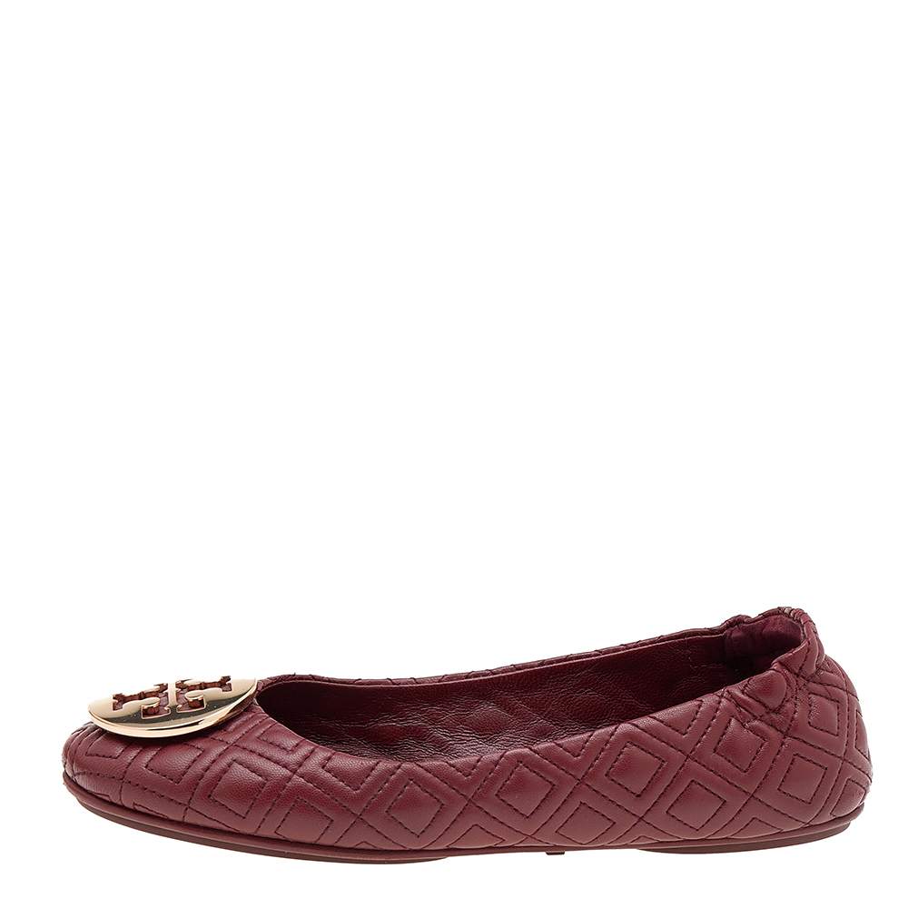 

Tory Burch Brown Quilted Leather Minnie Ballet Flats Size