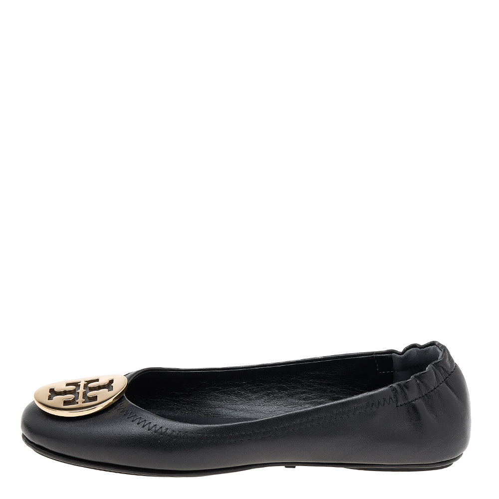 

Tory Burch Black Leather Minnie Ballet Flats Size