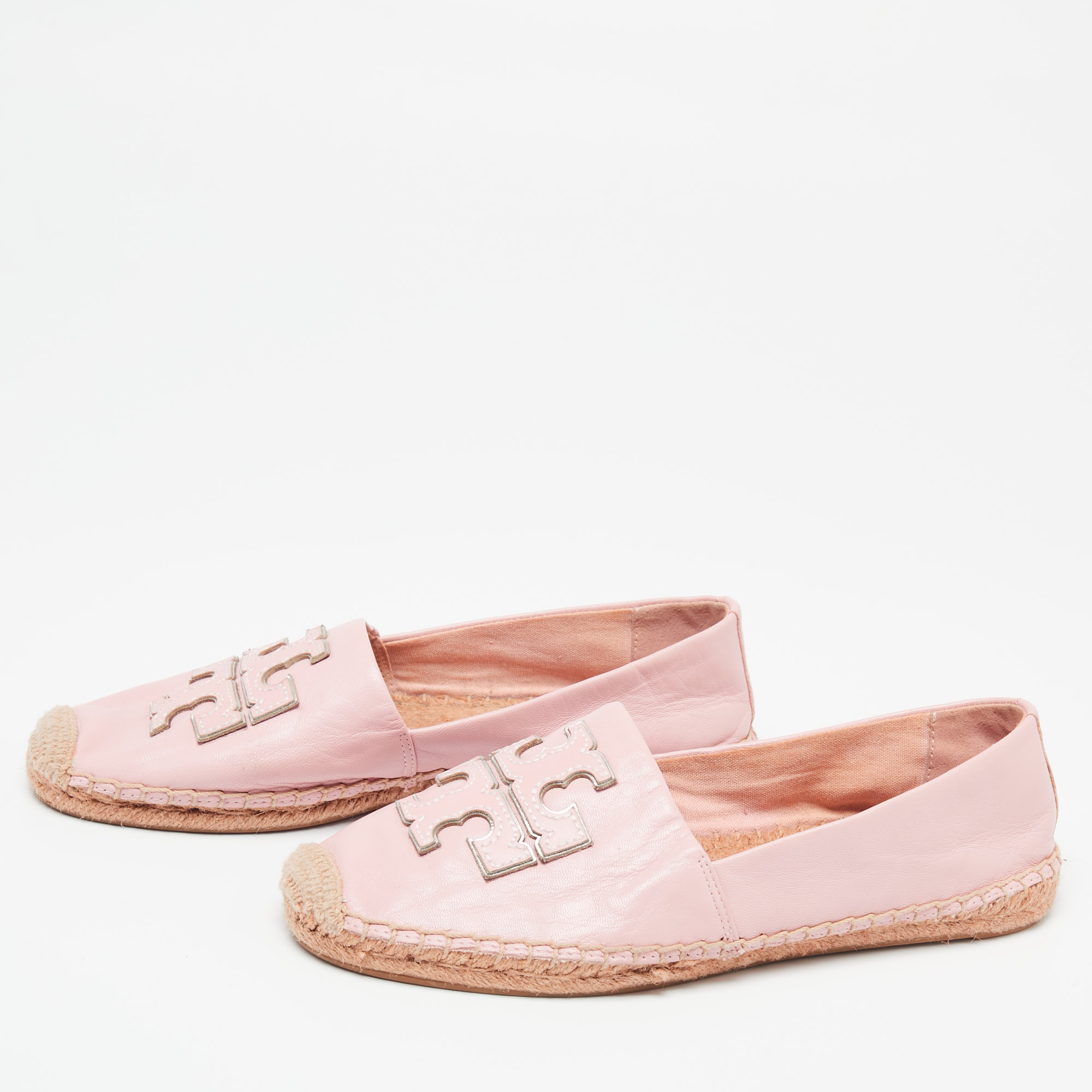 

Tory Burch Pink Leather Espadrille Flats Size