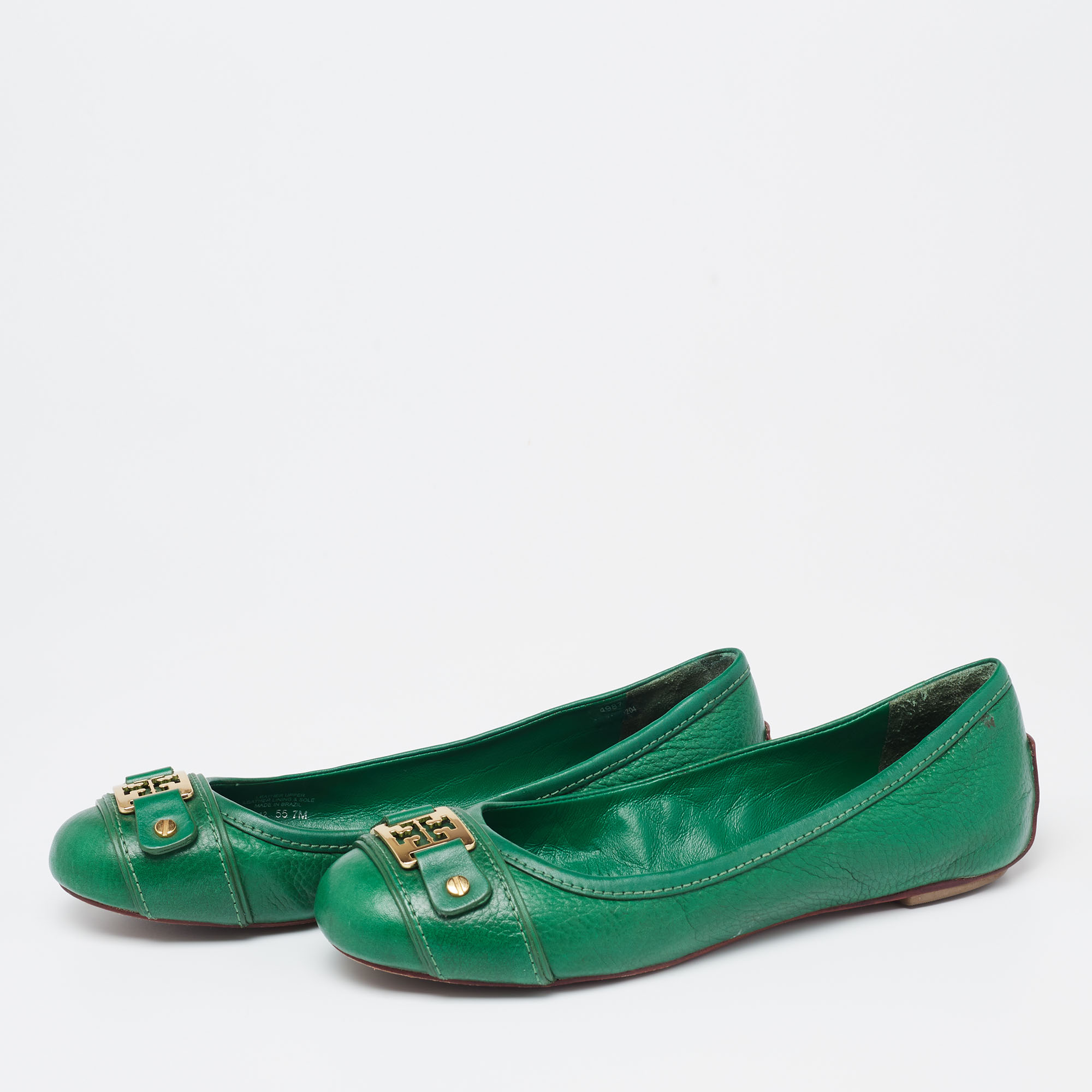 

Tory Burch Green Leather Cline Ballet Flats Size