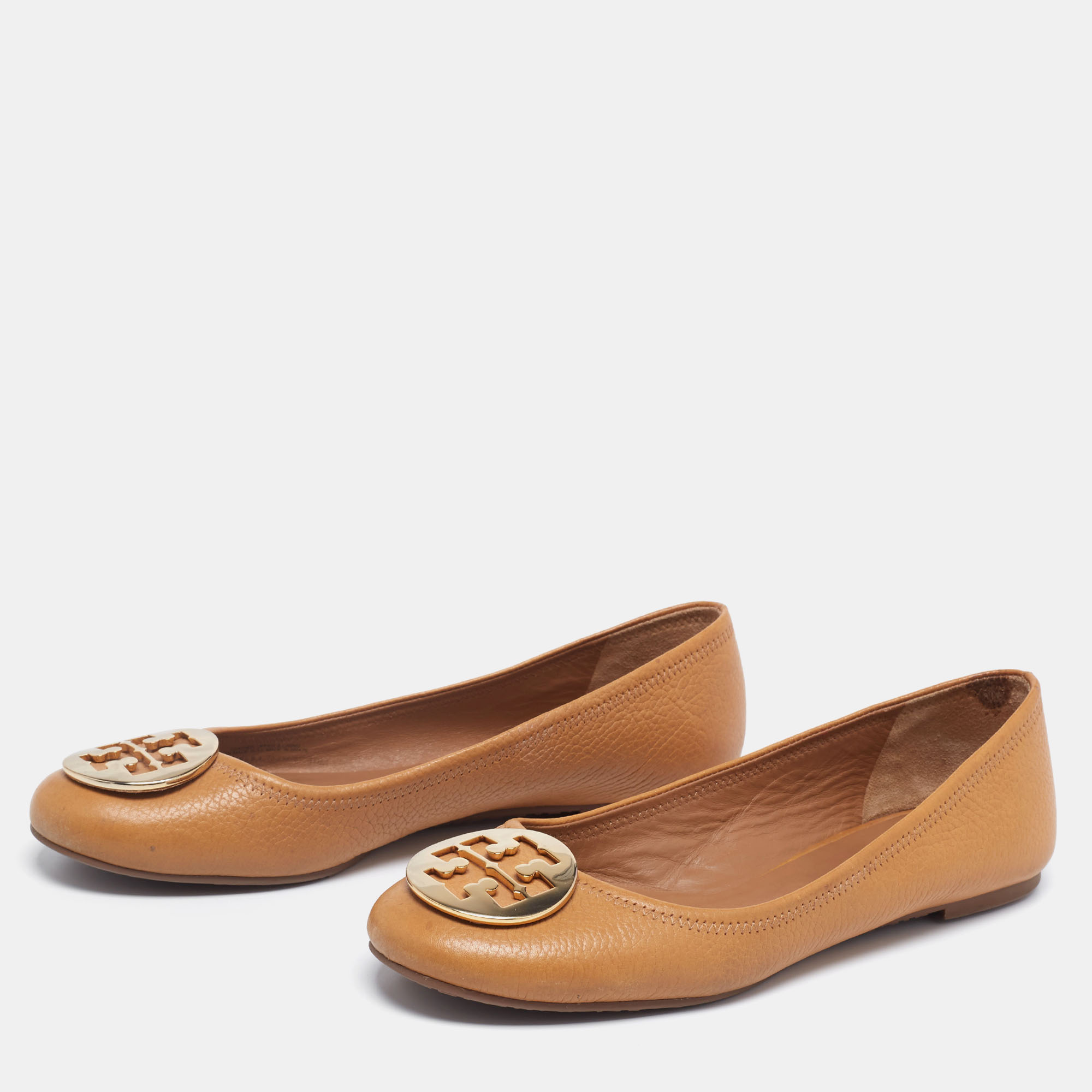 

Tory Burch Tan Leather Minnie Ballet Flats Size
