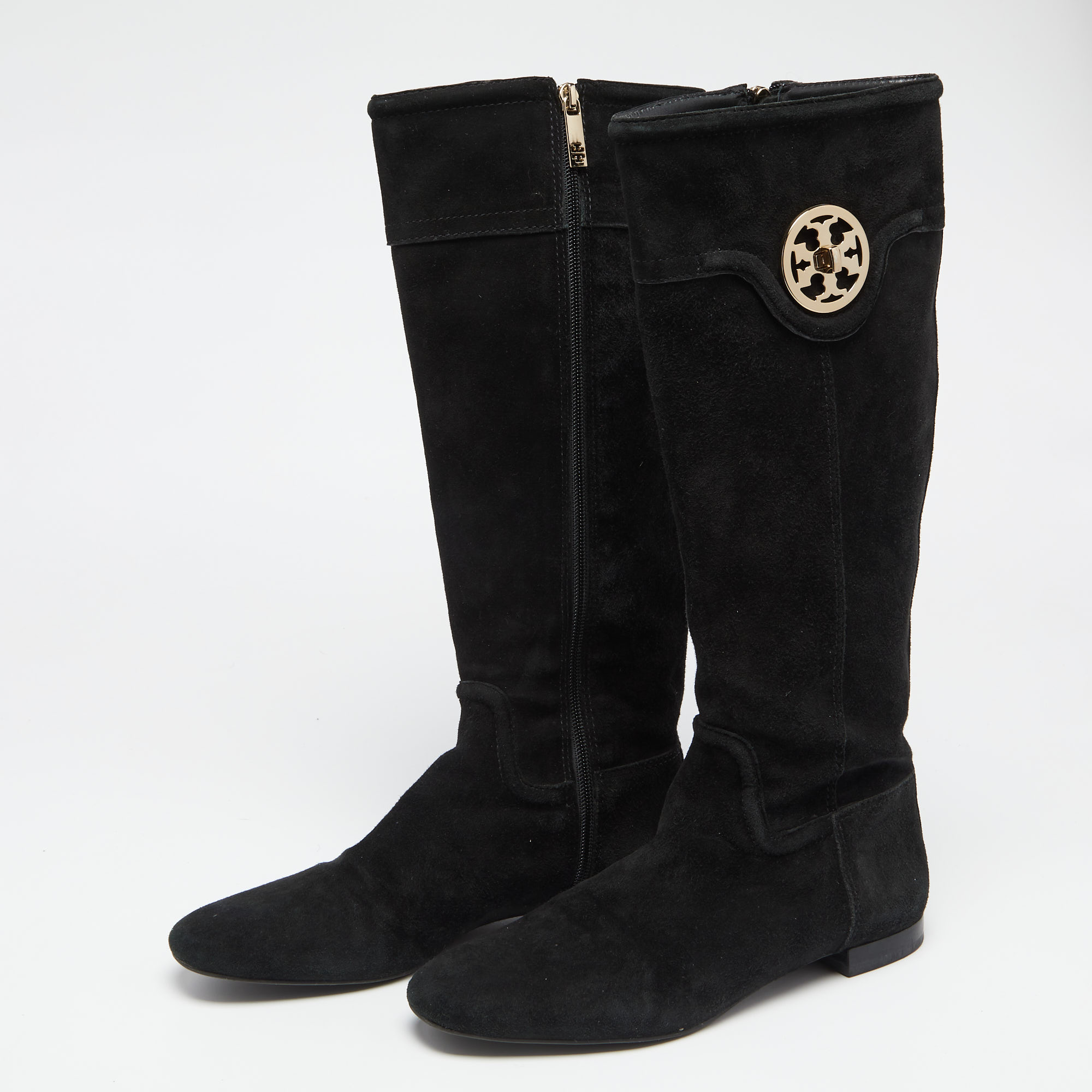 

Tory Burch Black Suede Irene Calf Length Boots Size