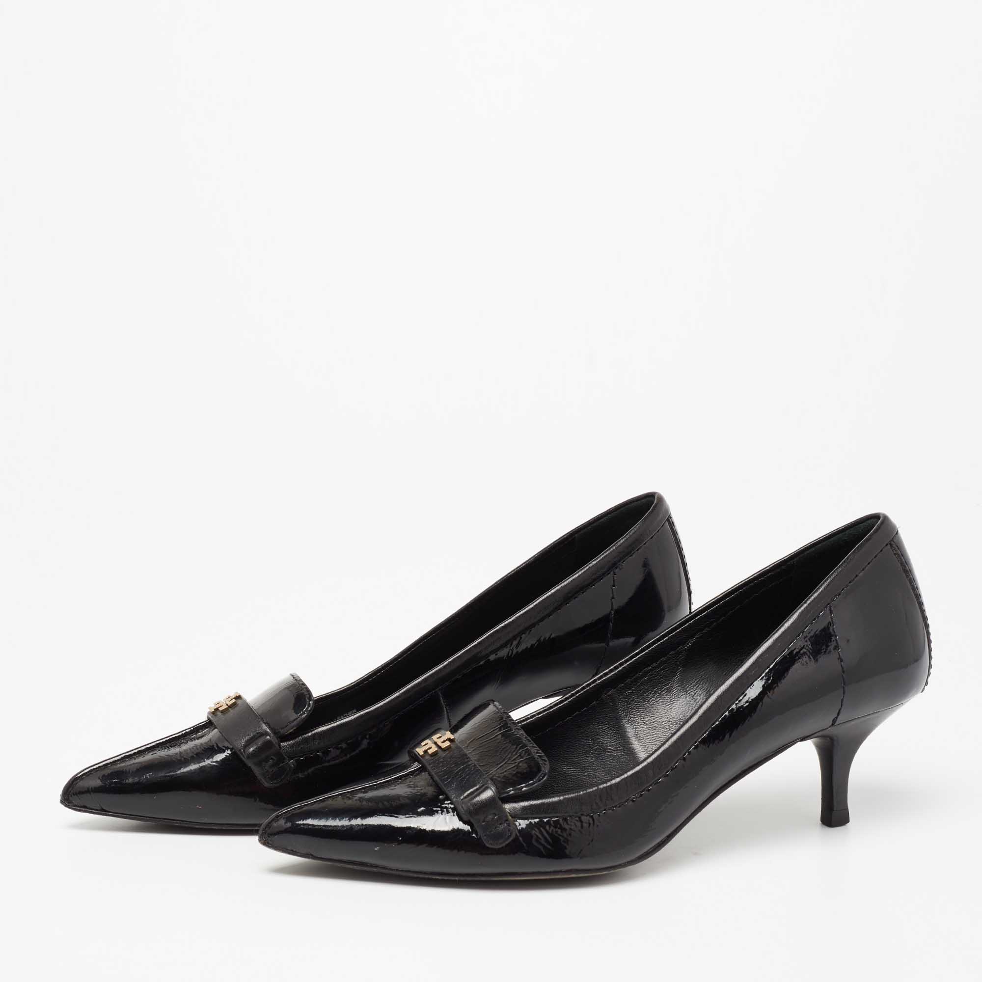 

Tory Burch Black Patent Leather Eliza Pointed Toe Pumps Size