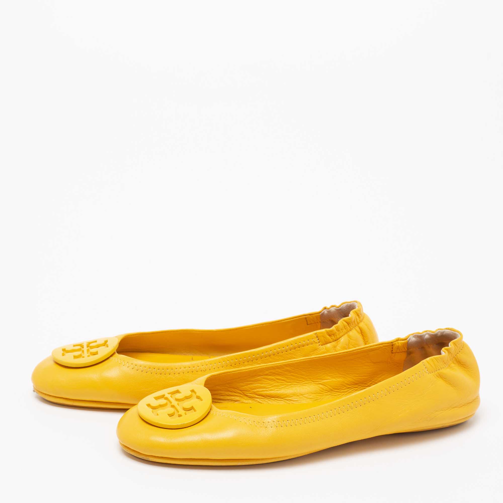 

Tory Burch Yellow Leather Minnie Ballet Flats Size