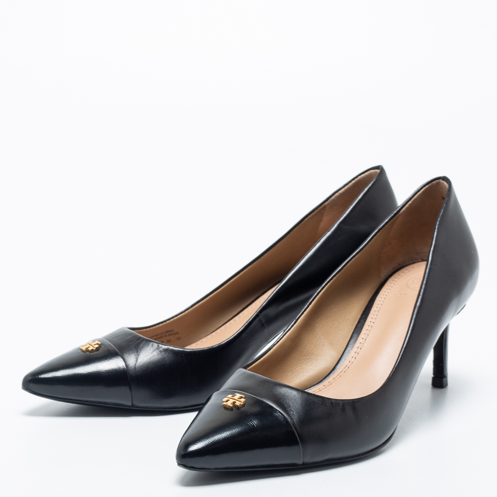 

Tory Burch Black Leather Cap Toe Pumps Size