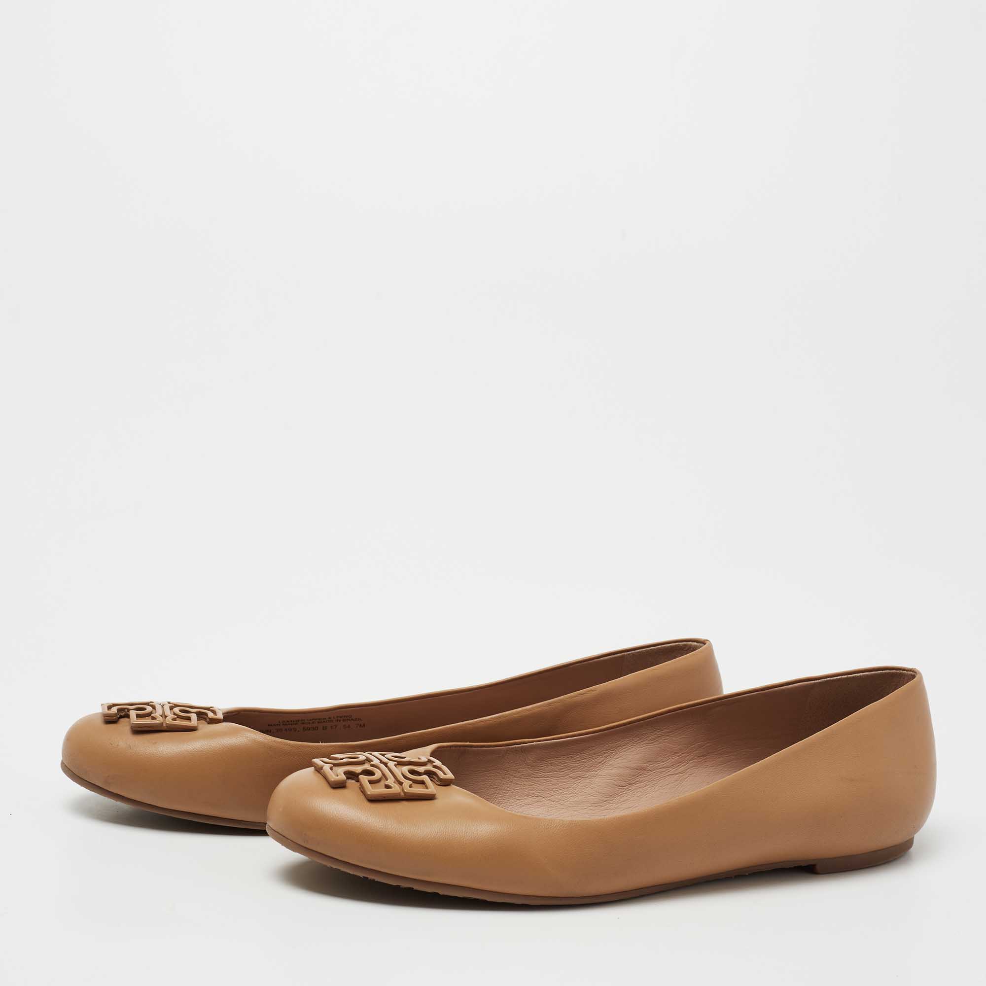 

Tory Burch Tan Leather Lowell 2 Ballet Flats Size