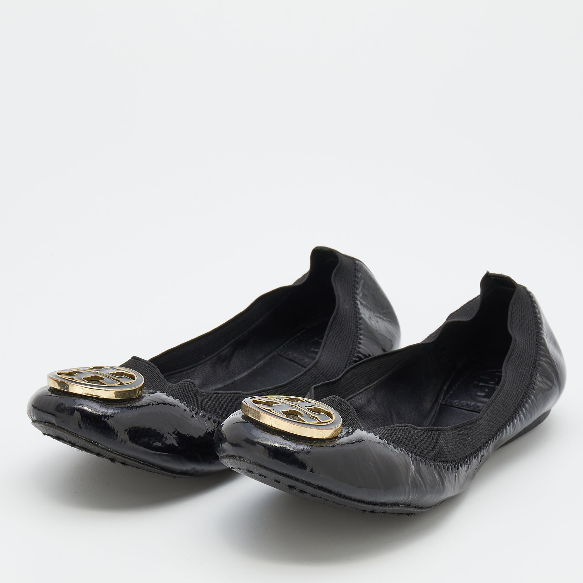 

Tory Burch Black Patent Leather Scrunch Ballet Flats Size
