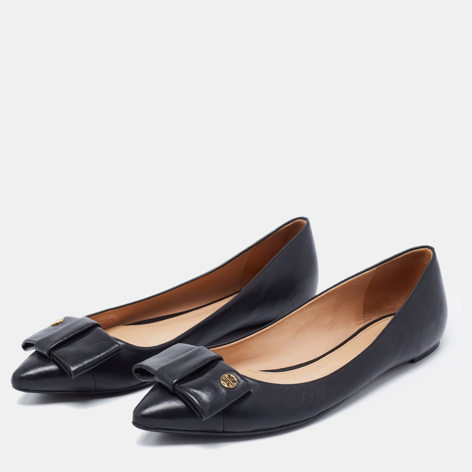 

Tory Burch Black Leather Bow Ballet Flats Size
