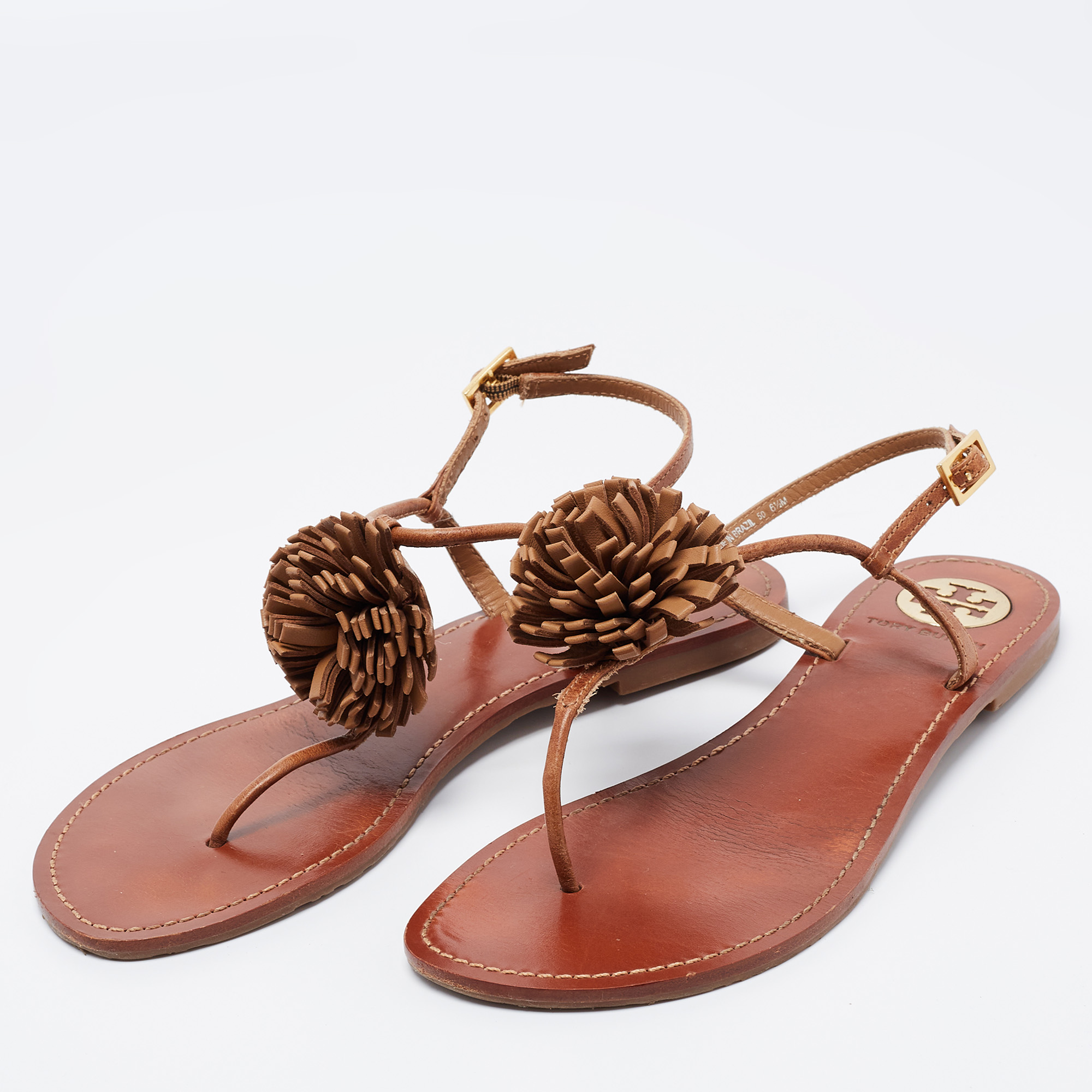 

Tory Burch Brown Leather Thong Flat Sandals Size