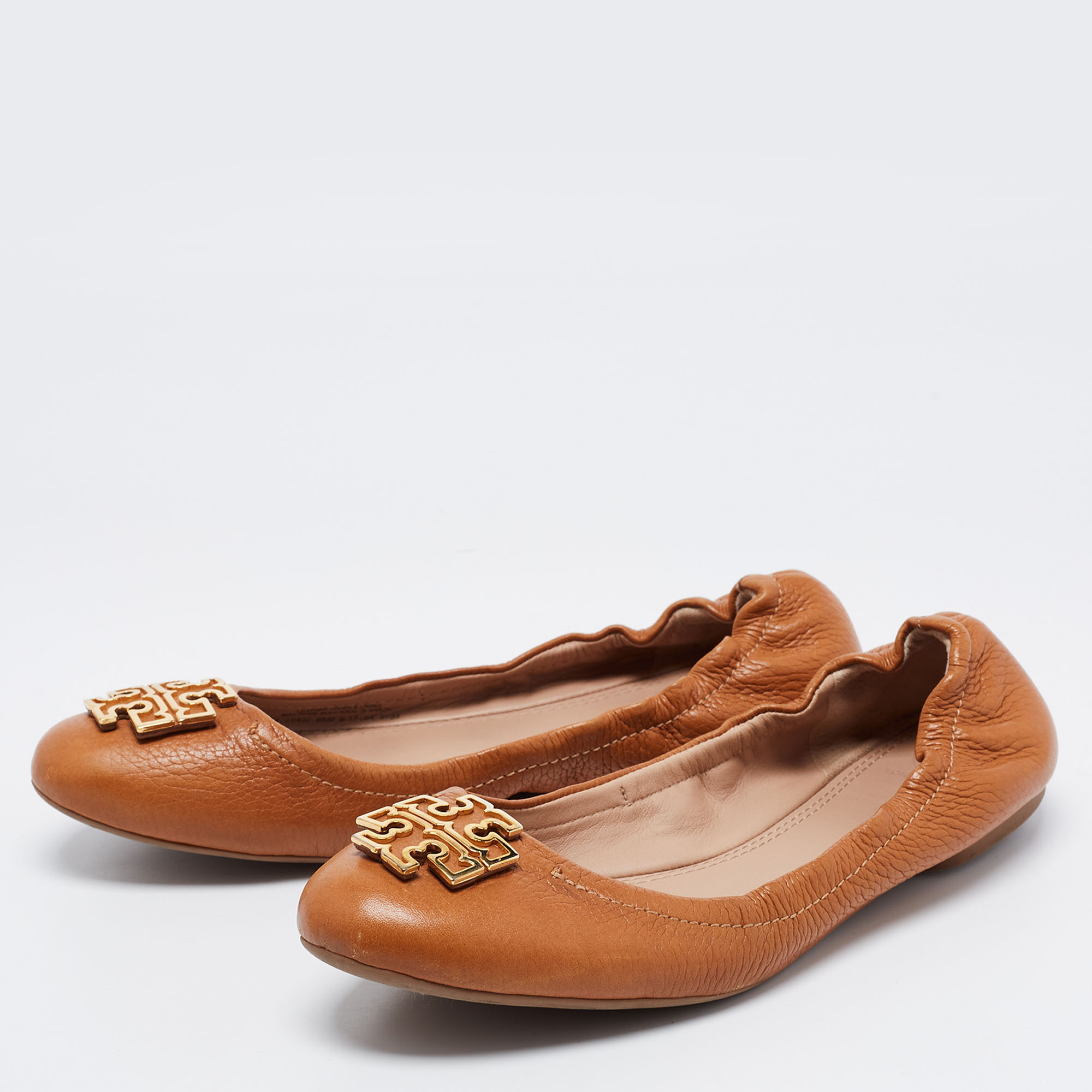 

Tory Burch Brown Leather Ballet Flats Size, Beige