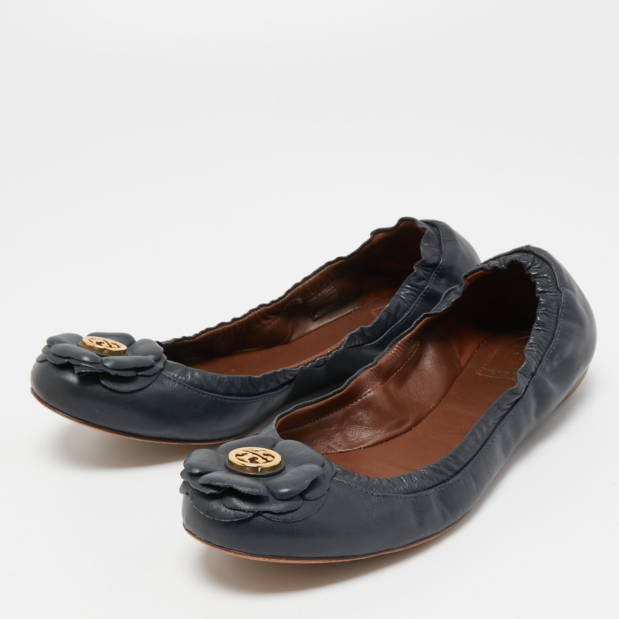 

Tory Burch Blue Leather Bow Ballet Flats Size