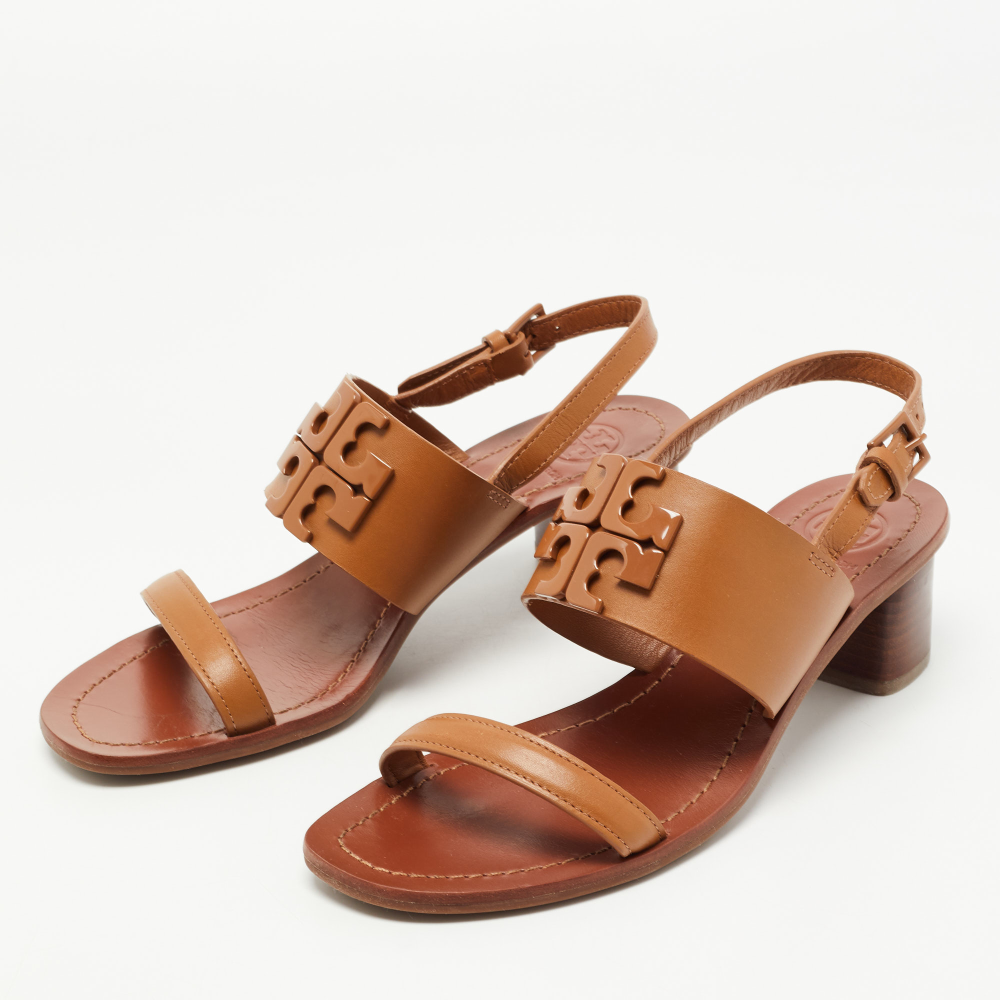 

Tory Burch Brown Leather Lowell Sandals Size