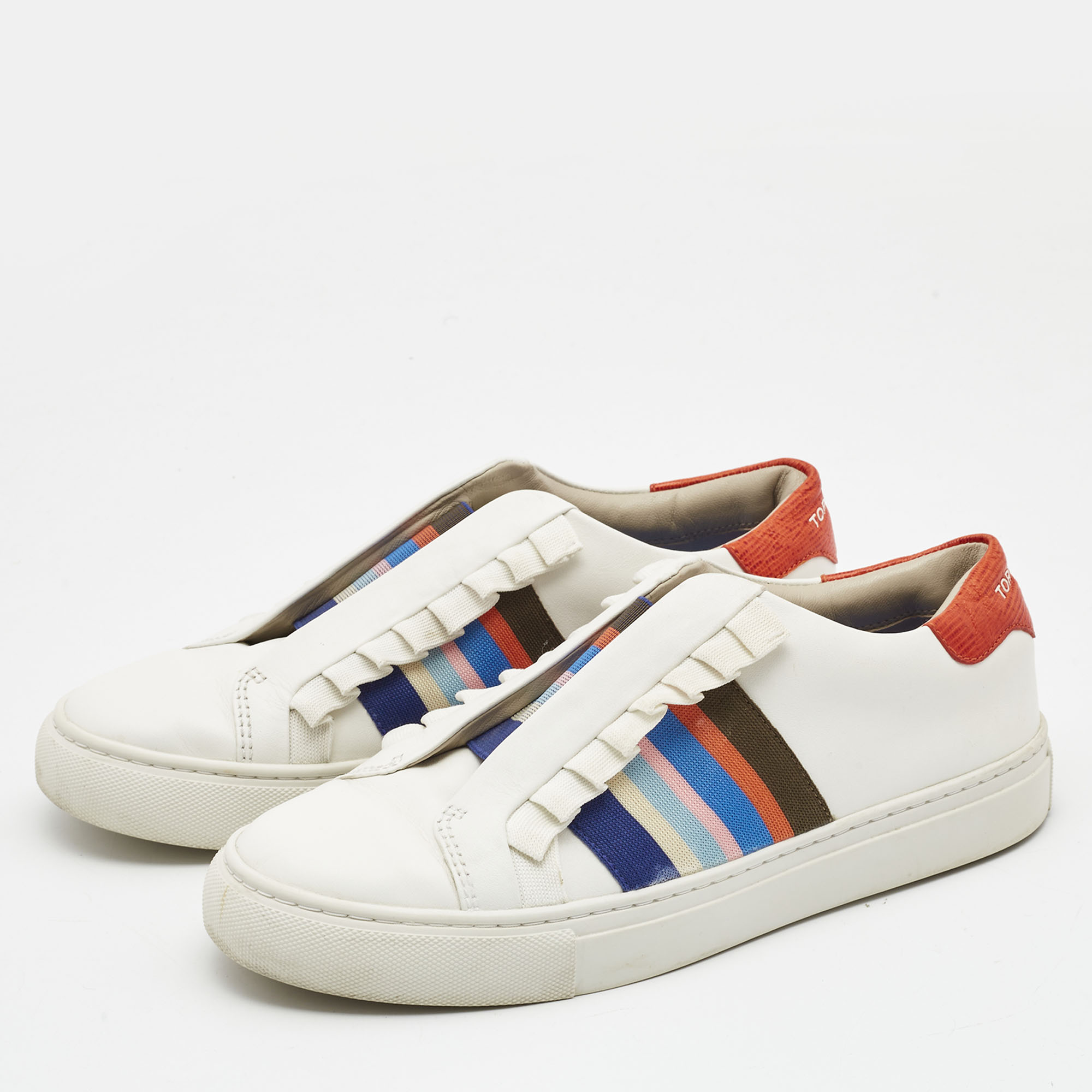 

Tory Burch Multicolor Leather Rainbow Strap Sneakers Size