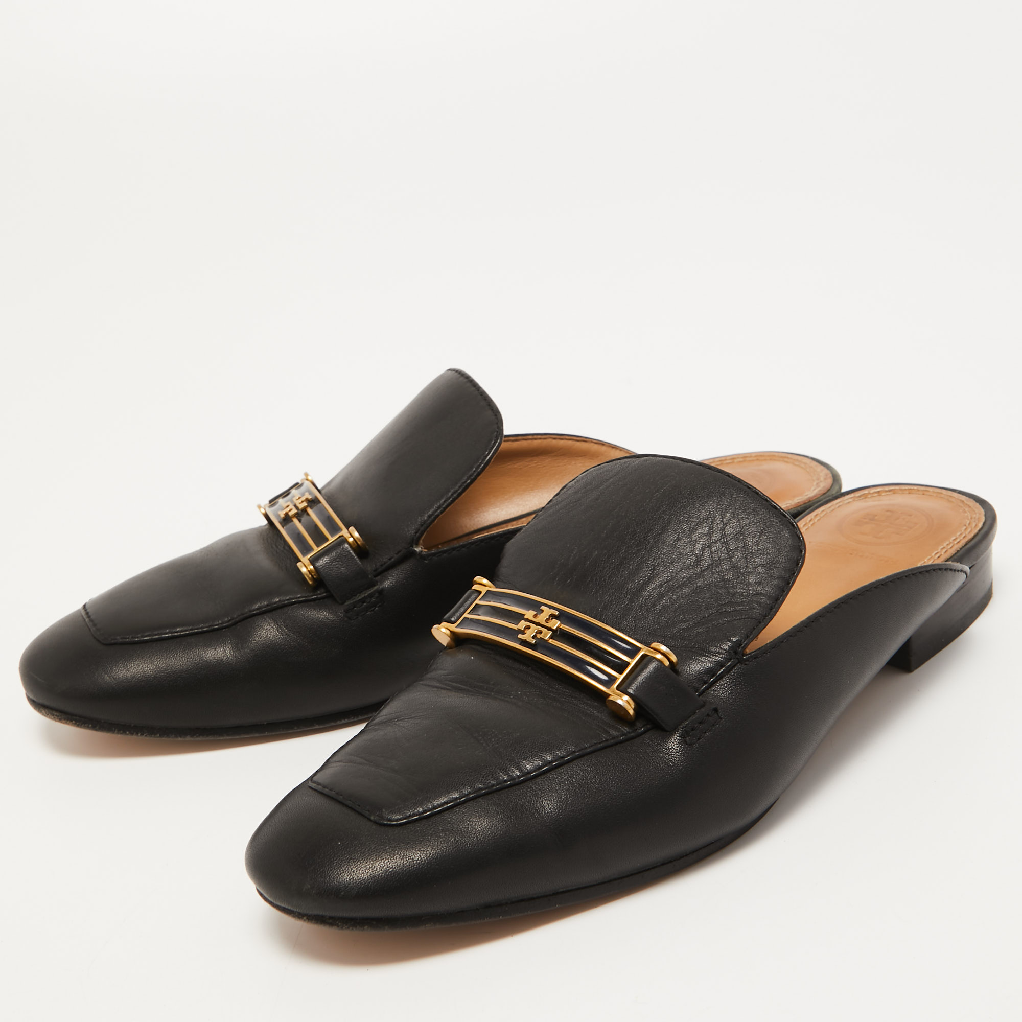 

Tory Burch Black Leather Amelia Flat Mules Size