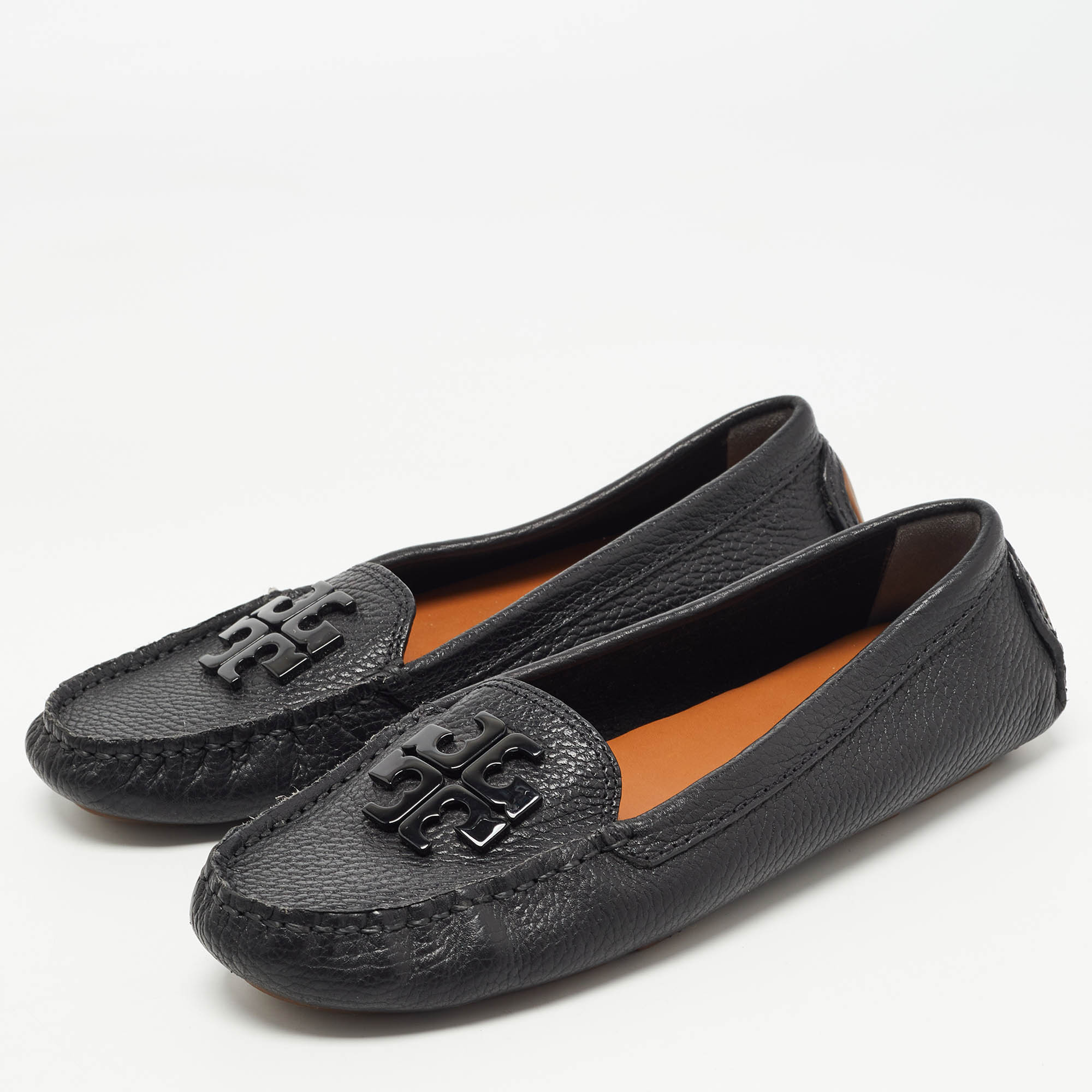 

Tory Burch Black Leather Lowell Slip On Loafers Size