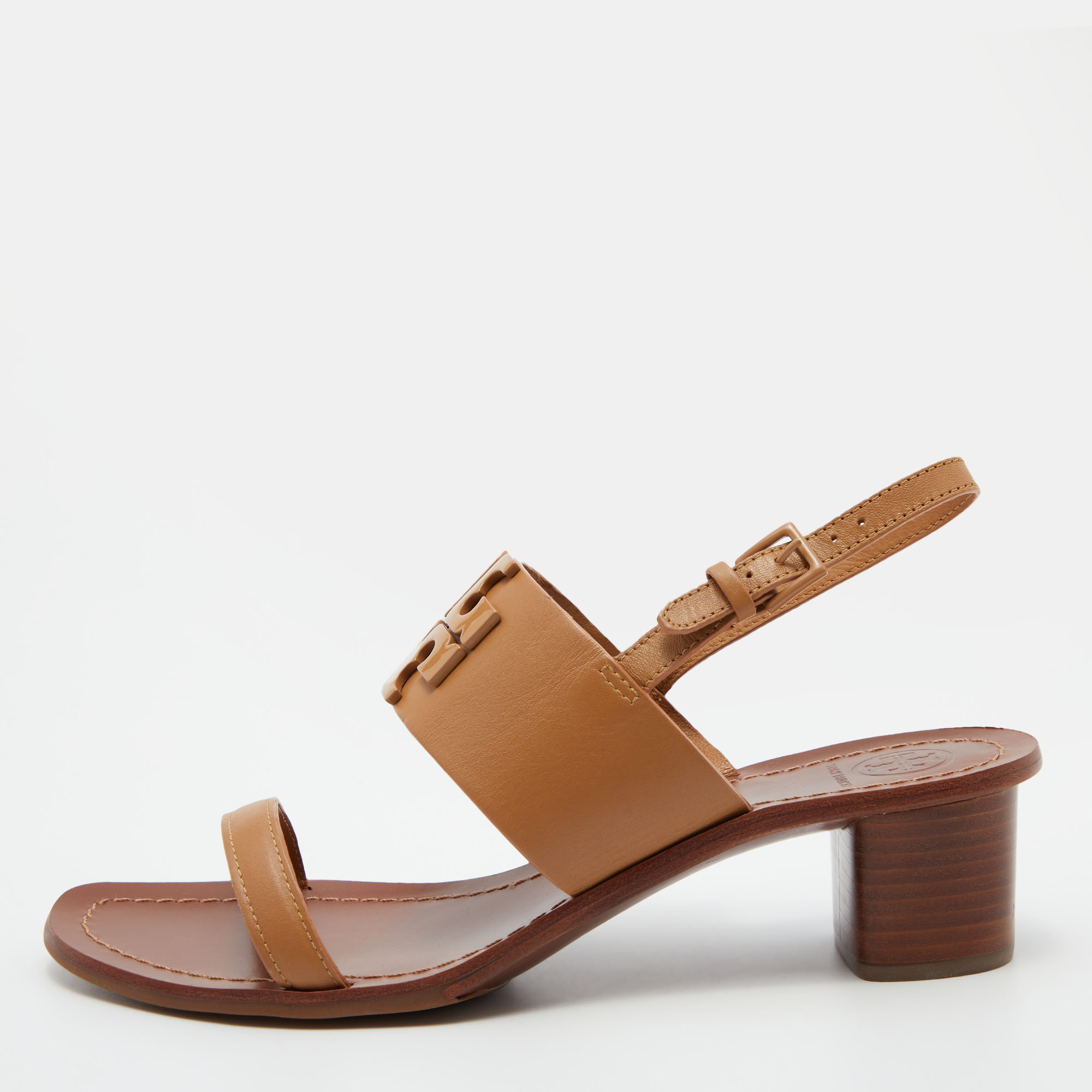 Tory Burch Beige Leather Eleanor Block Heel Slingback Sandals Size 40 Tory  Burch | TLC