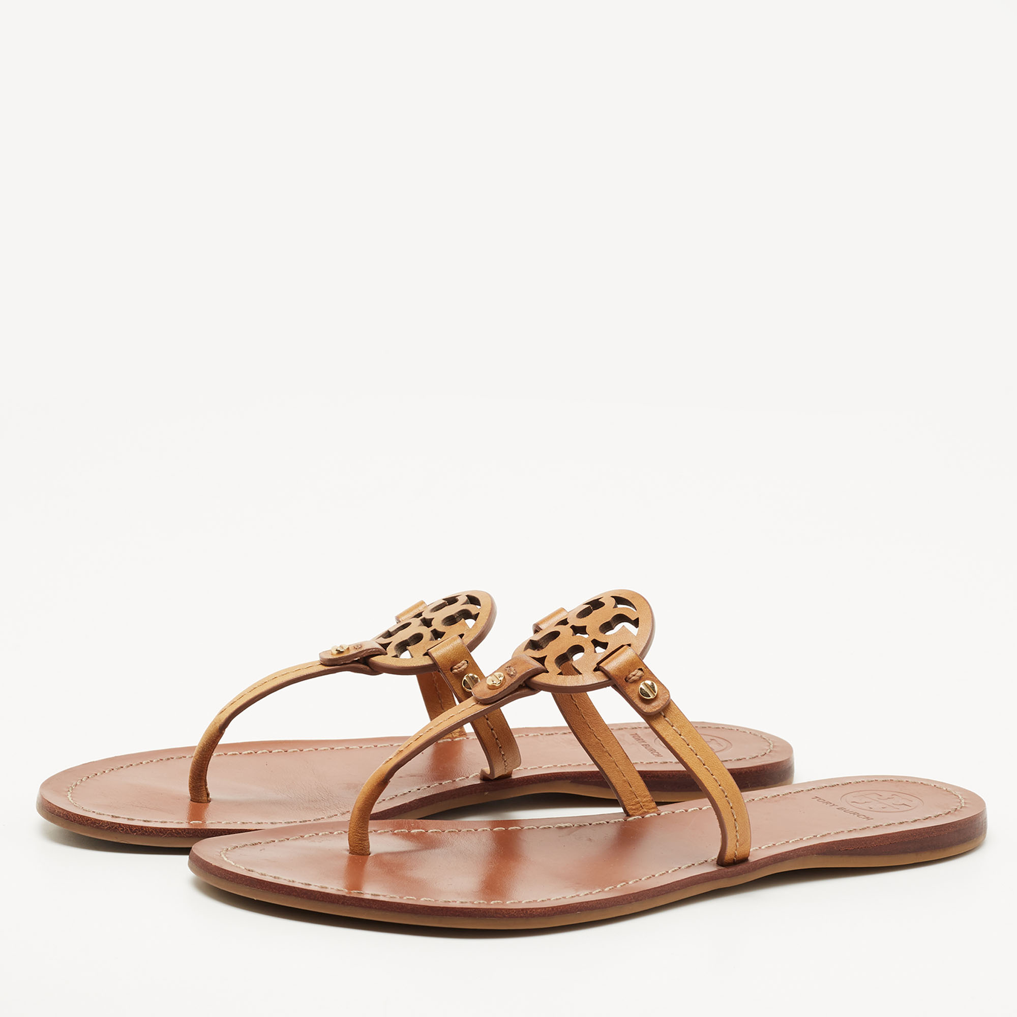 Tory Burch Brown Leather Miller Flat Thong Sandals Size  Tory Burch |  TLC