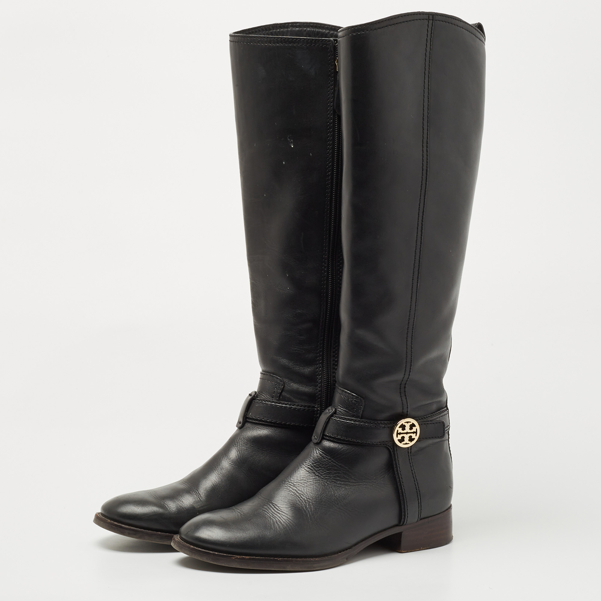

Tory Burch Black Leather Reva Knee Length Boots Size