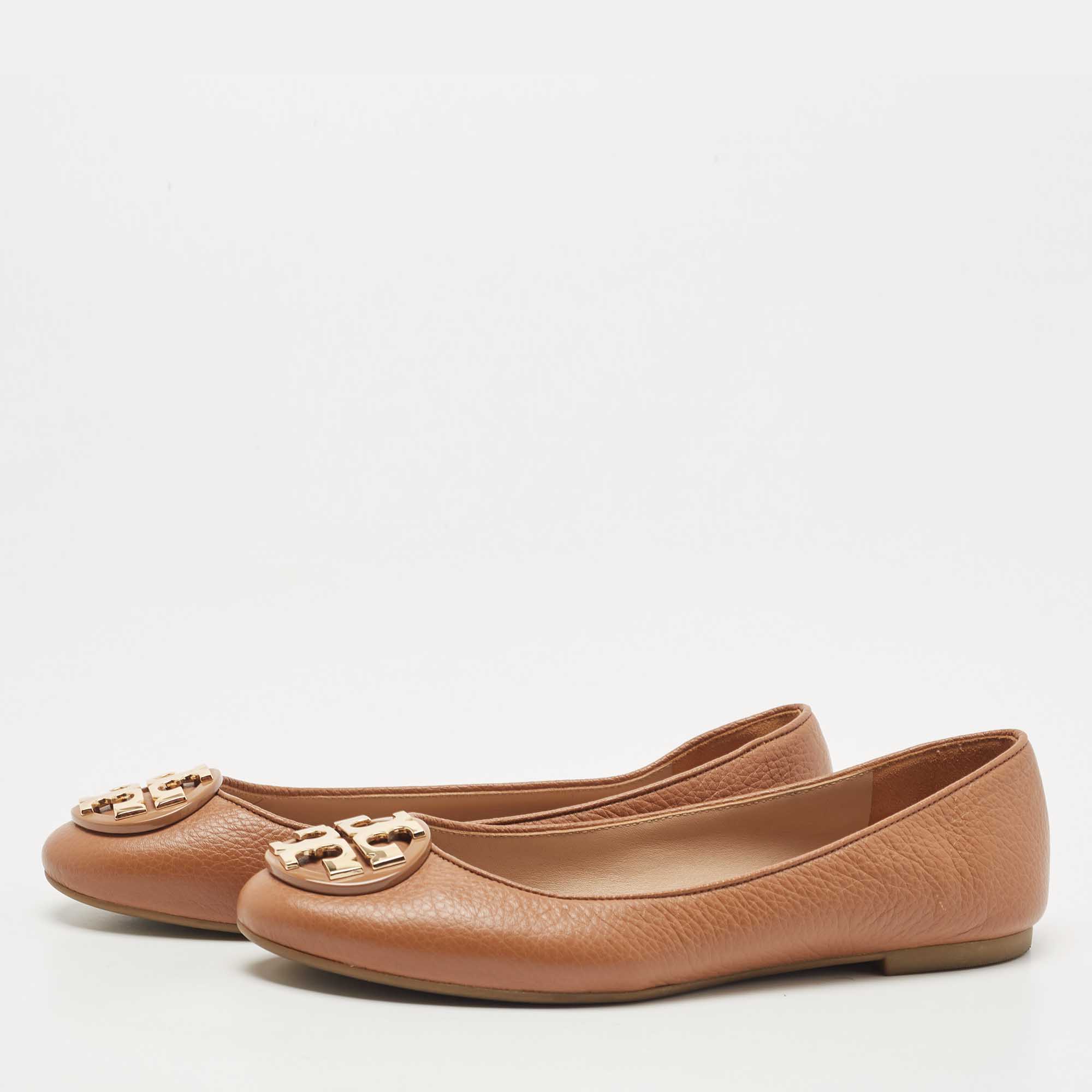 

Tory Burch Brown Leather Ballet Flats Size