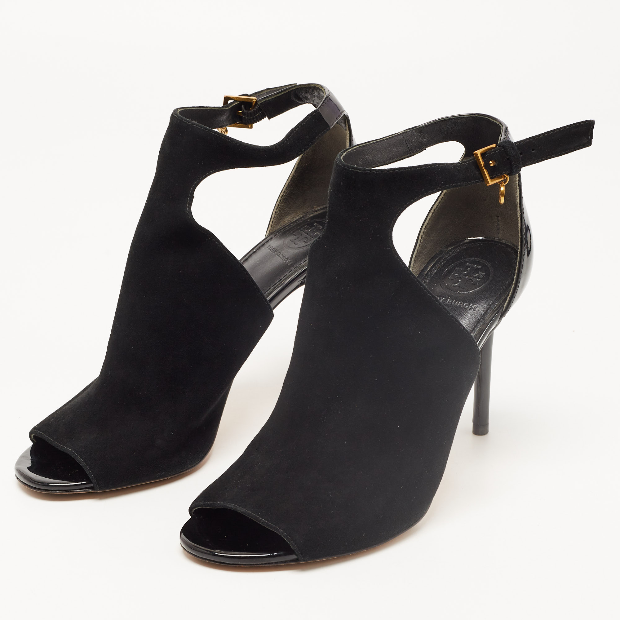 

Tory Burch Black Suede and Patent Leather Ashton Booties Size