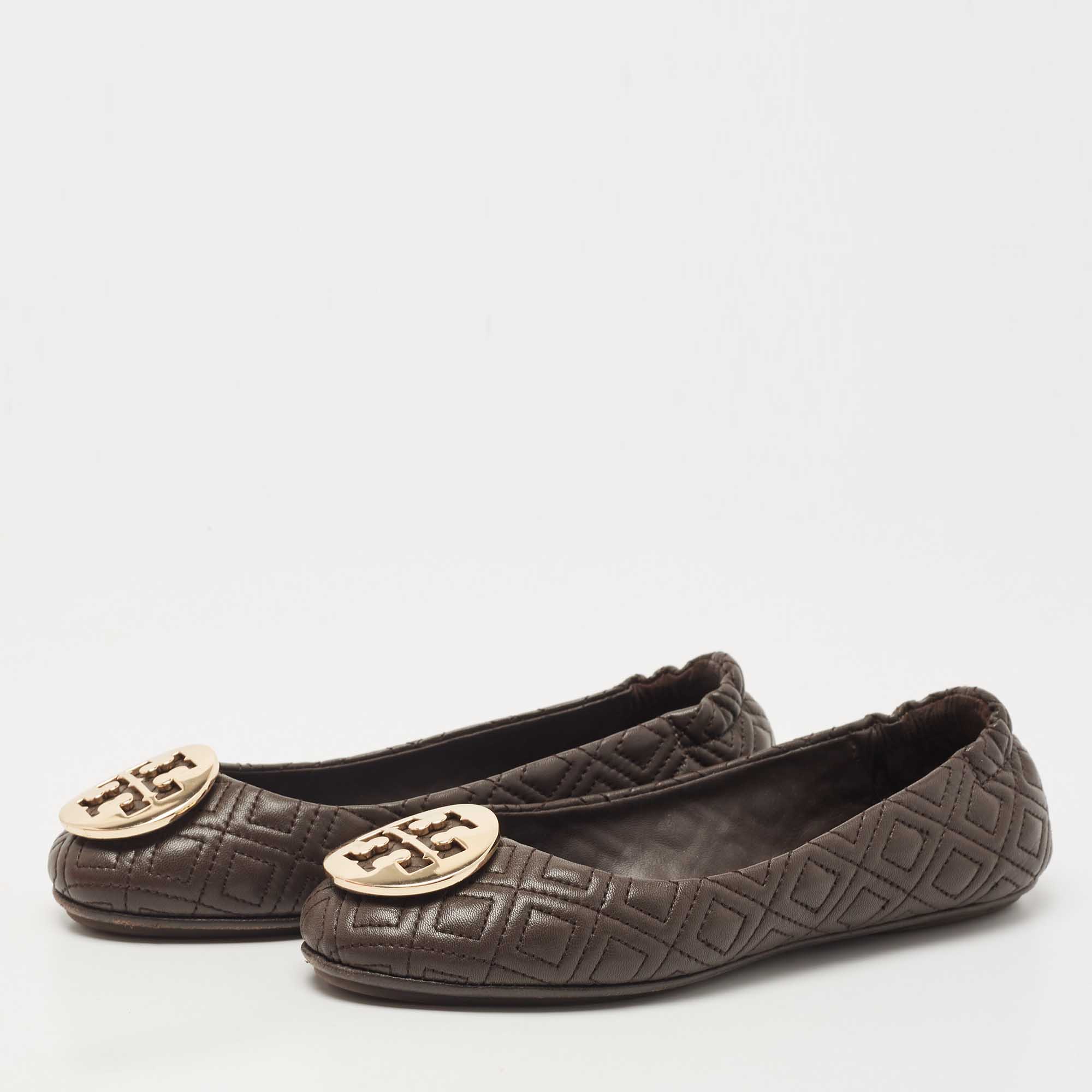

Tory Burch Brown Leather Scrunch Ballet Flats Size