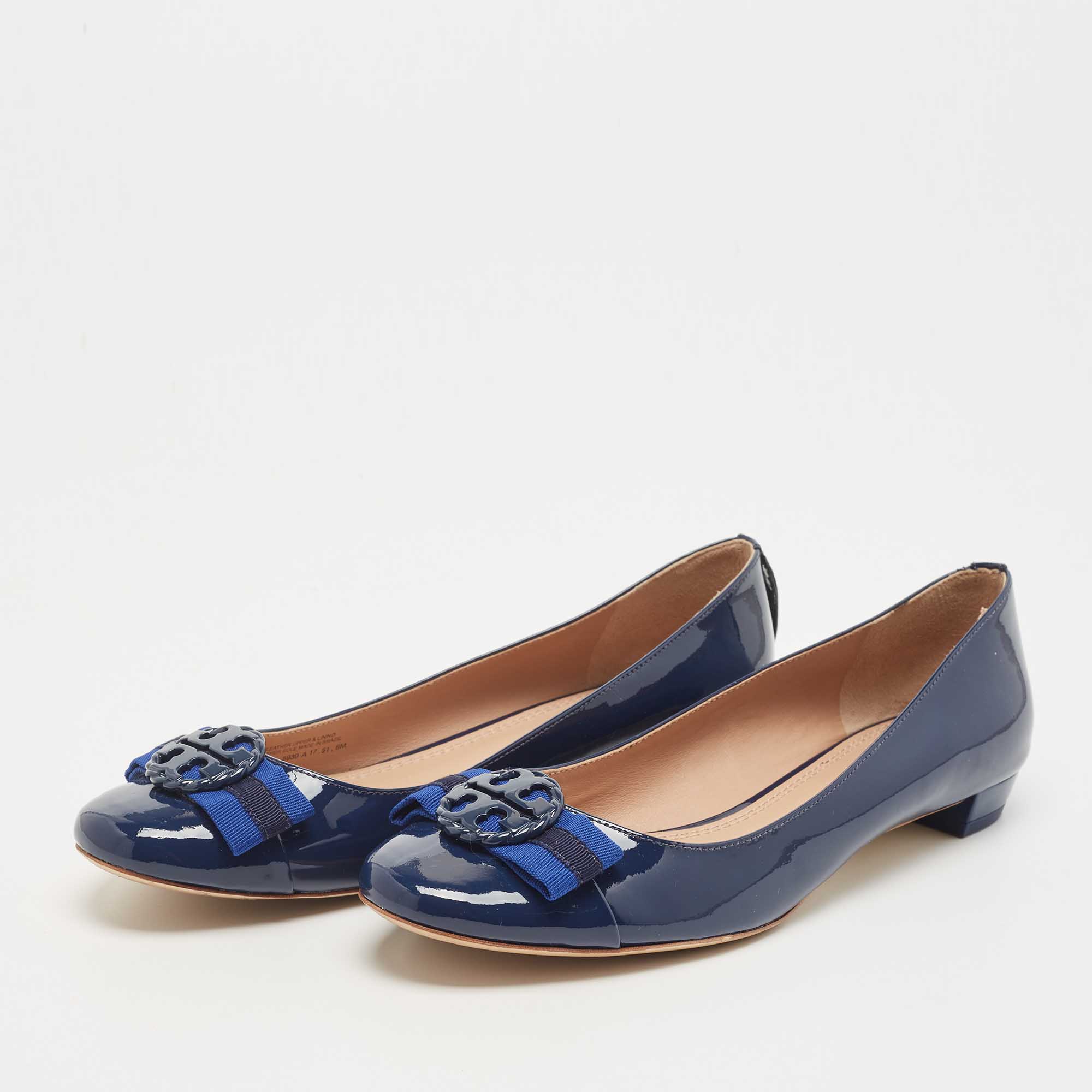 

Tory Burch Blue Patent Leather Benton Ballet Flats Size